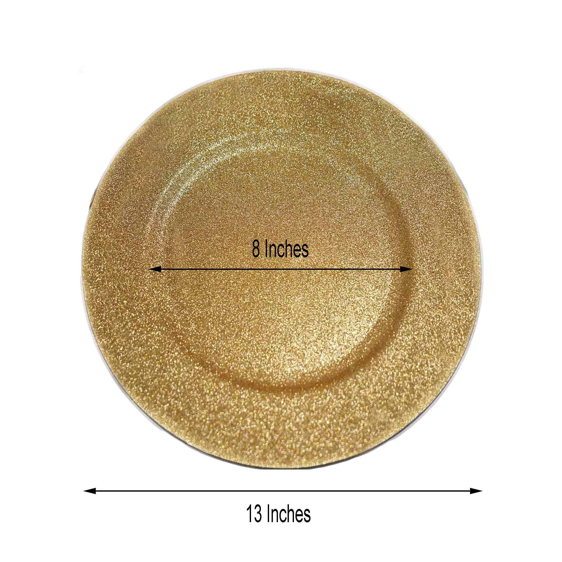 Tiger Chef Gold Charger Plates - 12-Pack Elegant Glitter Wedding Plate Chargers for Formal Dinners & Special Events - Perfect for Weddings, Anniversaries, and Holiday Celebrations