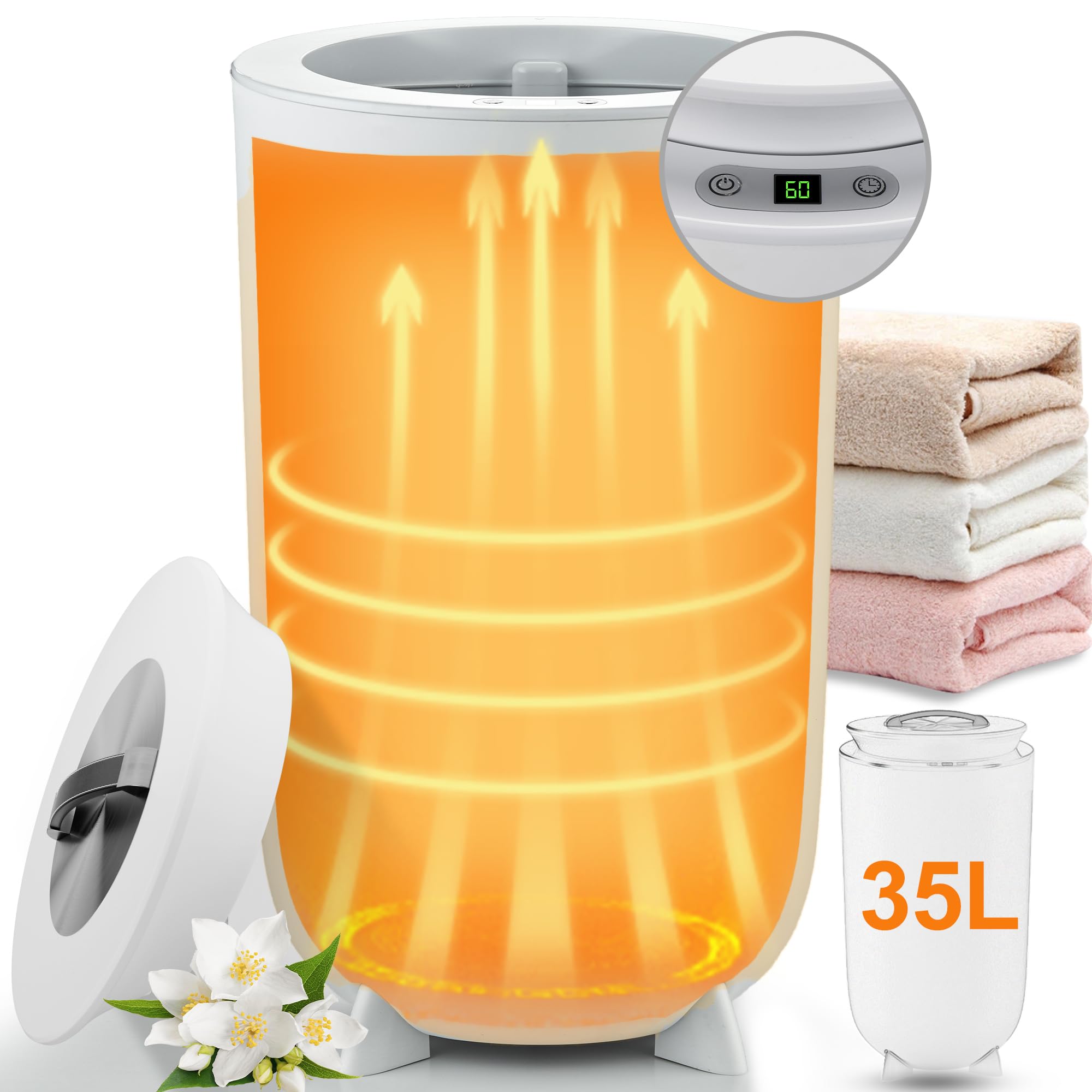 Luxury Electric Towel Warmer for Bathroom with Aroma Tray & Auto Shut Off - Adjustable Timer 15/30/45/60 Minutes - Fits Oversized Towels, Blankets & Bathrobes - Perfect Gift for Home Spa & Cozy Winter Nights