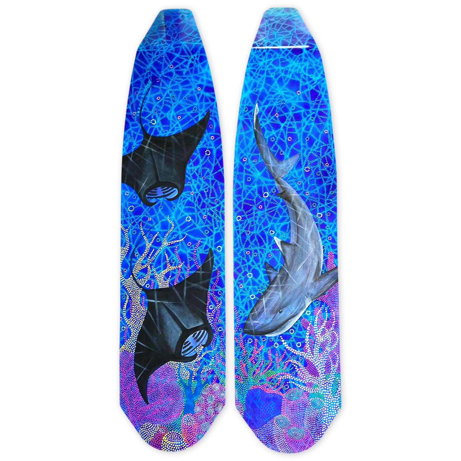 Custom Hand-Painted Free Diving Carbon Fin Blades by Naomi Gittoes | Professional Scuba & Spearfishing Gear for Ocean Adventures