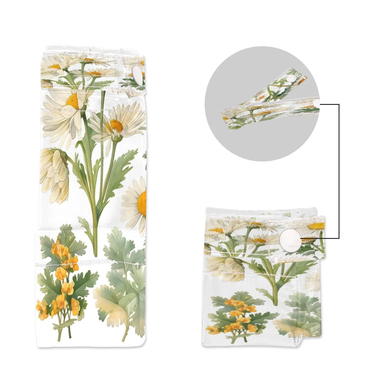 2-Pack White Daisy Wet Dry Bags - Waterproof Travel Laundry & Swimsuit Storage - Reusable Cloth Diaper Wet Bags for Beach, Yoga, Gym, Pool, Baby Care & Outdoor Activities