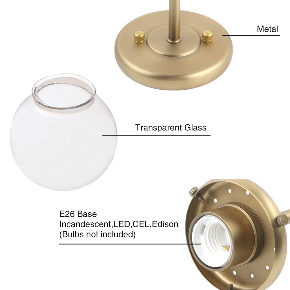 PERMO Modern Double Sconce Light - Antique Brass 2-Light Wall Sconce with 5.9