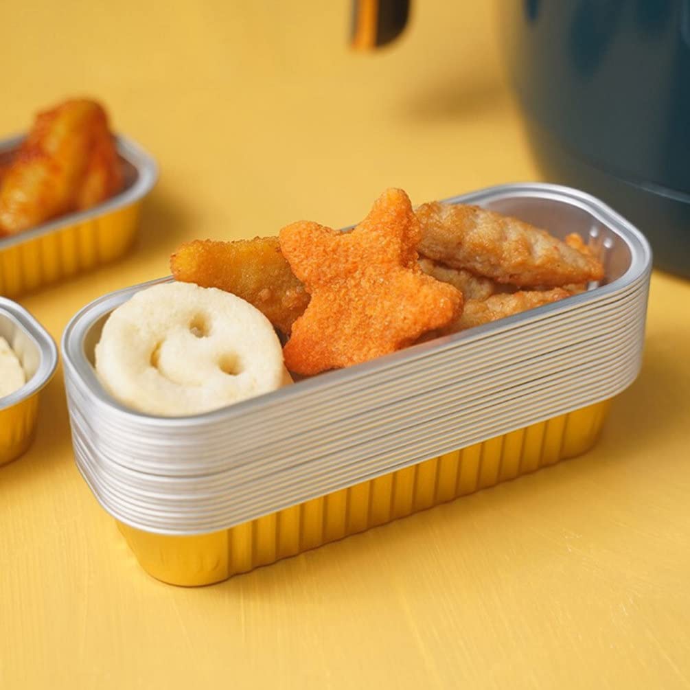50Pcs Aluminum Mini Disposable Loaf Pans with Lids - Oblong Foil Baking Pans for Toaster Oven, Bread, Food Storage - Perfect for Catering, Party, BBQ & Meal Prep