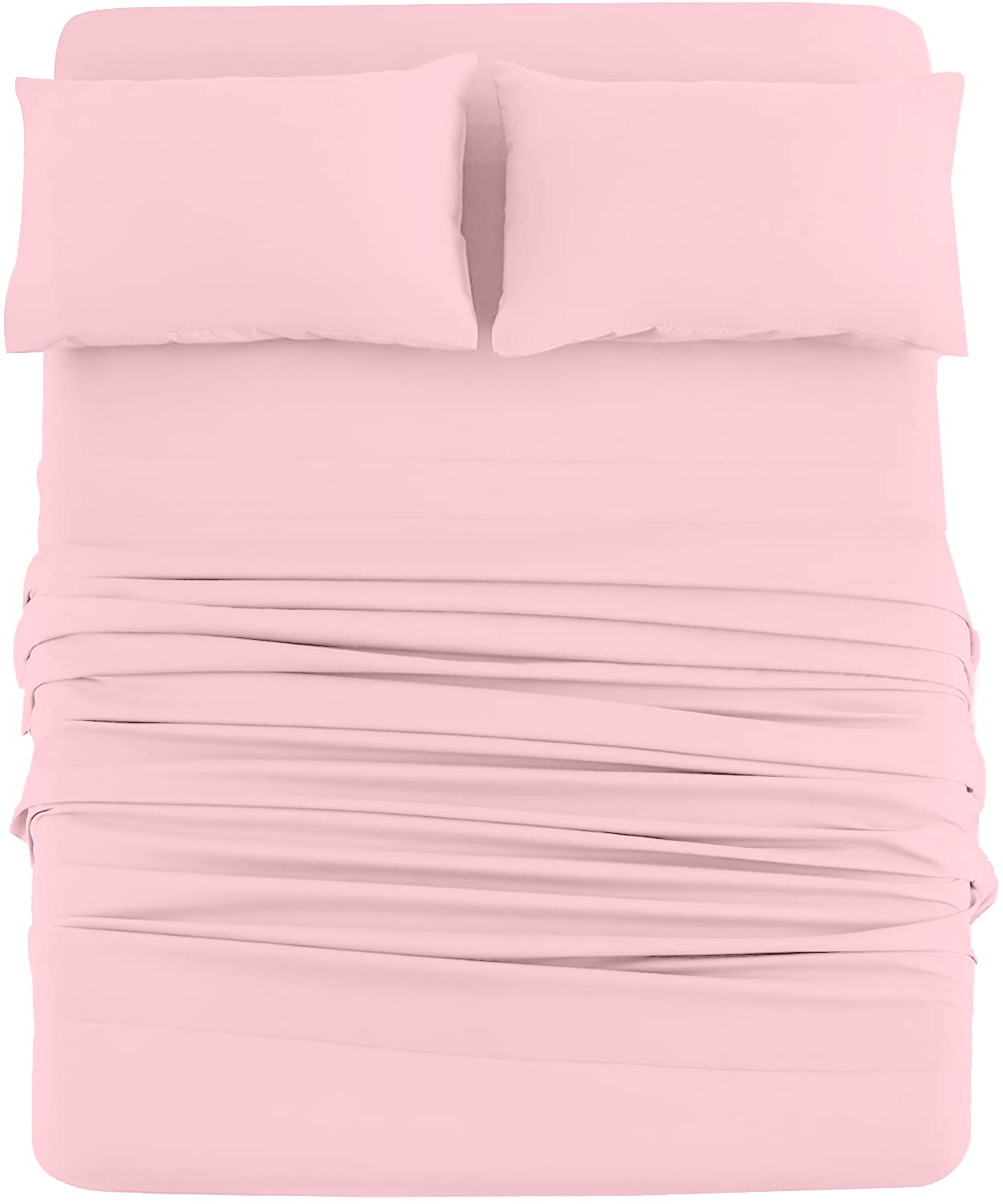 Luxury 100% Cotton Jersey Sheet Set - King Size, 4-Piece, Heather Pink | Ultra Soft & Breathable T-Shirt Material | Deep Pocket All-Season Bedding for Comfortable Sleep | Perfect for Master Bedroom, Guest Room, or Dorm Use