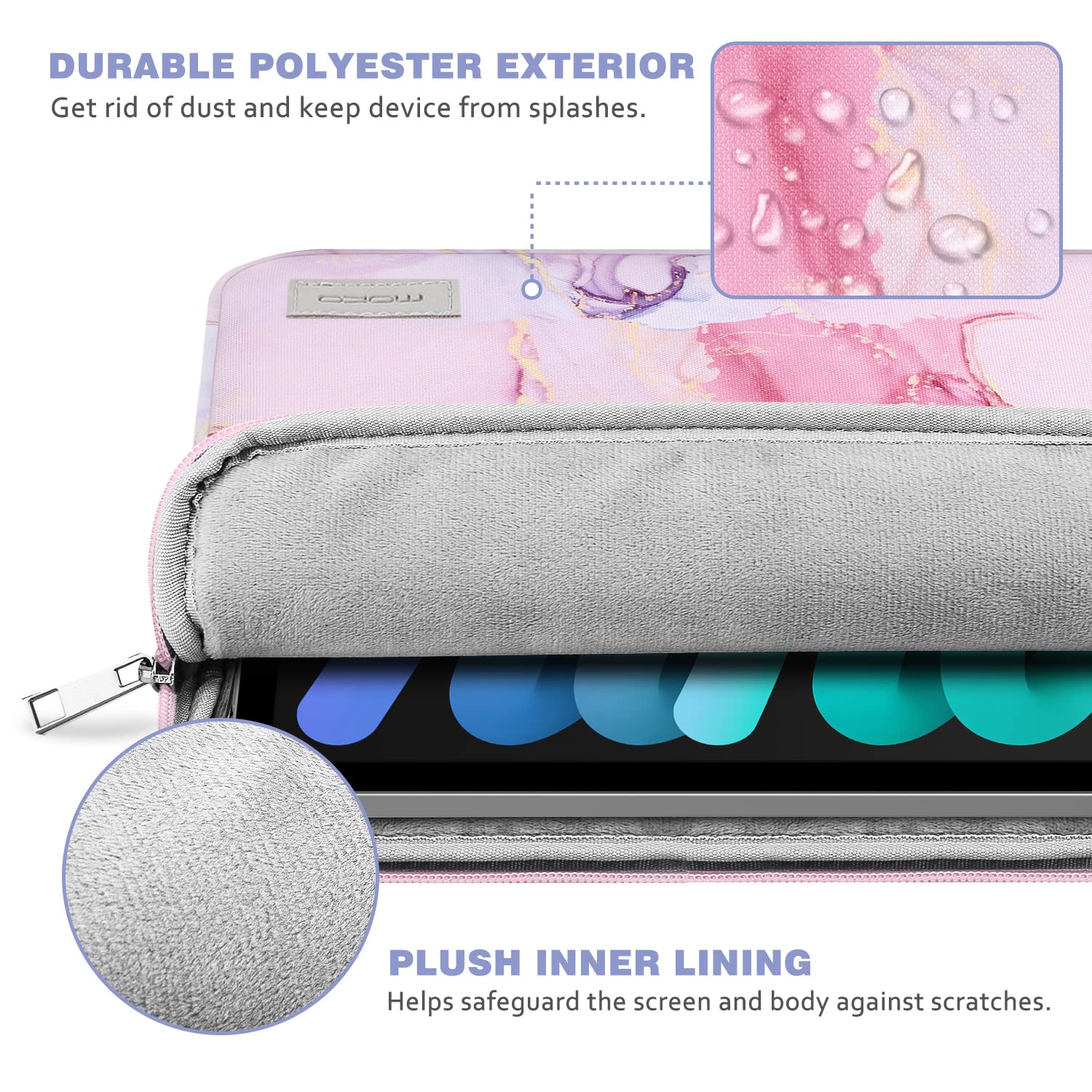MoKo 9-11 Inch Tablet Sleeve Case for iPad Air/Pro (2025-2017 Models) - Lightweight Protective Cover with Soft Lining, Perfect for Travel, School & Office - Cloudy Pink