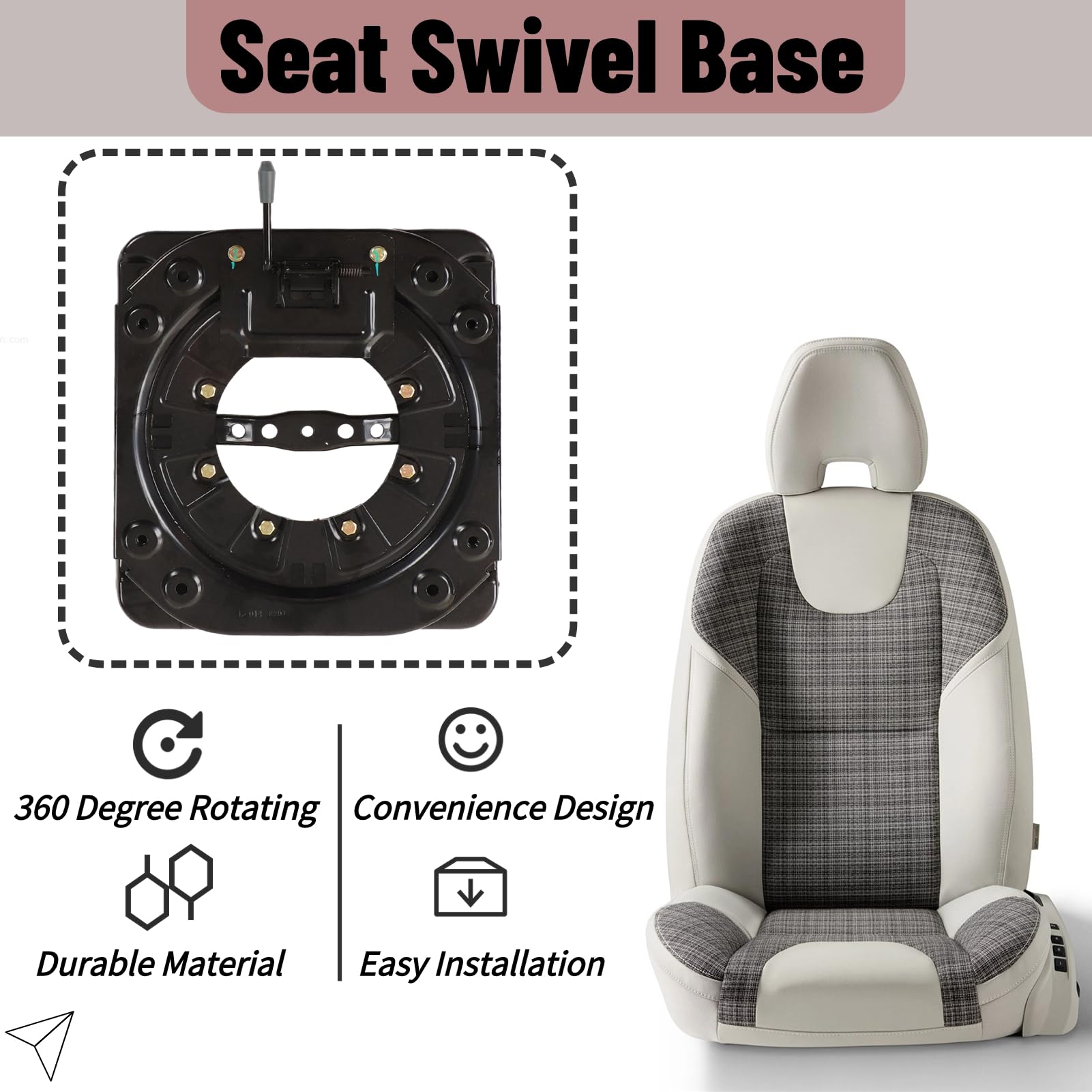 Heavy Duty 360 Degree Swivel Car Seat Base with 4-Way Locking System - 130kg Load Capacity Steel Plate Replacement for RV, Boat, Bus - Perfect for Comfortable Seating in Vehicles & Marine Applications