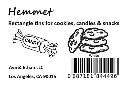 Elegant White Christmas Cookie Tins with Lids - Set of 2 Rectangular Gift Containers for Holiday Treats, Candy, Ginger Snaps & Snack Exchange | Perfect for Cookie Swaps, Party Favors & Festive Gift Giving