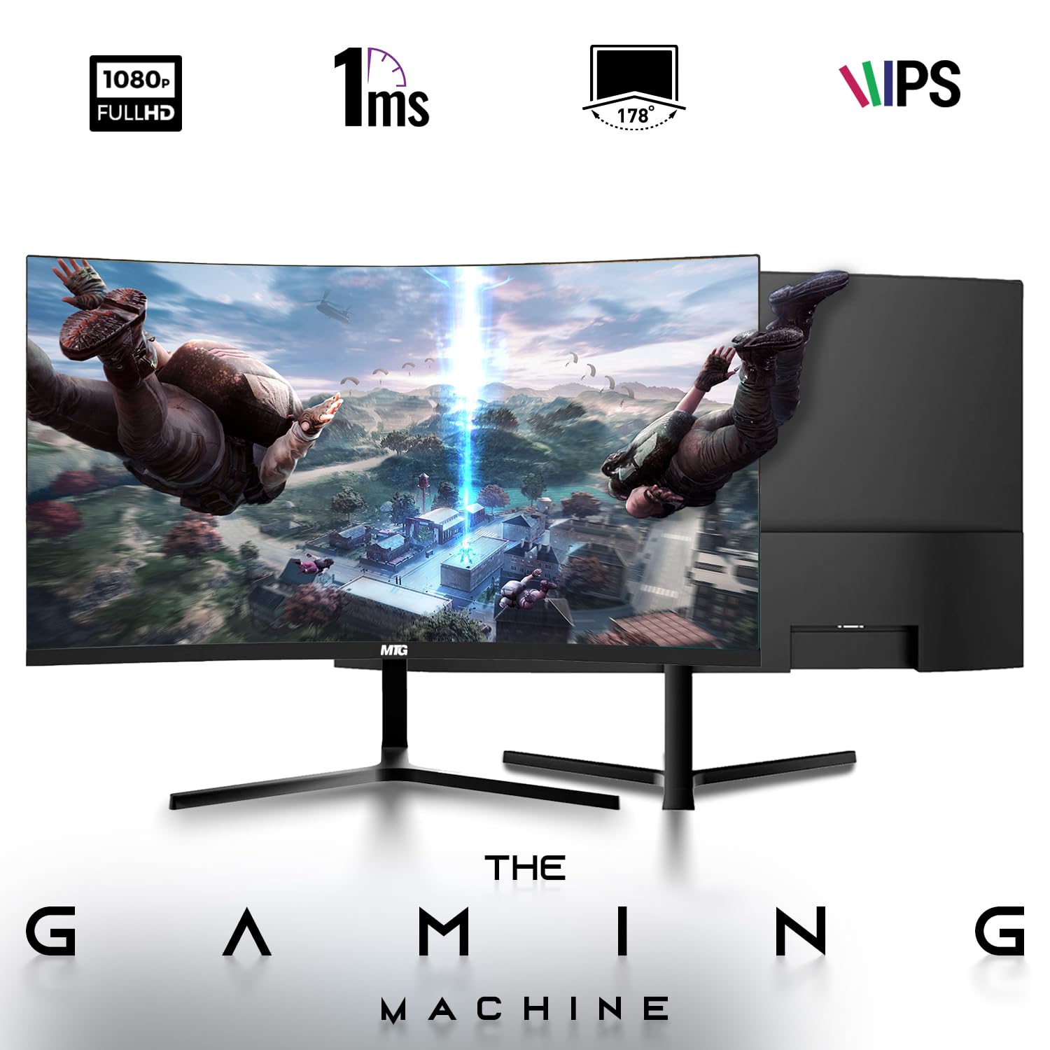 MTG 24-inch 1080p Full HD LED Computer Monitor - 75Hz Refresh Rate, 3ms Response Time, VESA Mountable, HDMI & VGA Ports, Ultra-Thin Bezel-Less Design with Built-in Speakers (Includes Wired Keyboard & Mouse) - Perfect for Home Office, Gaming, and Multimedia Entertainment