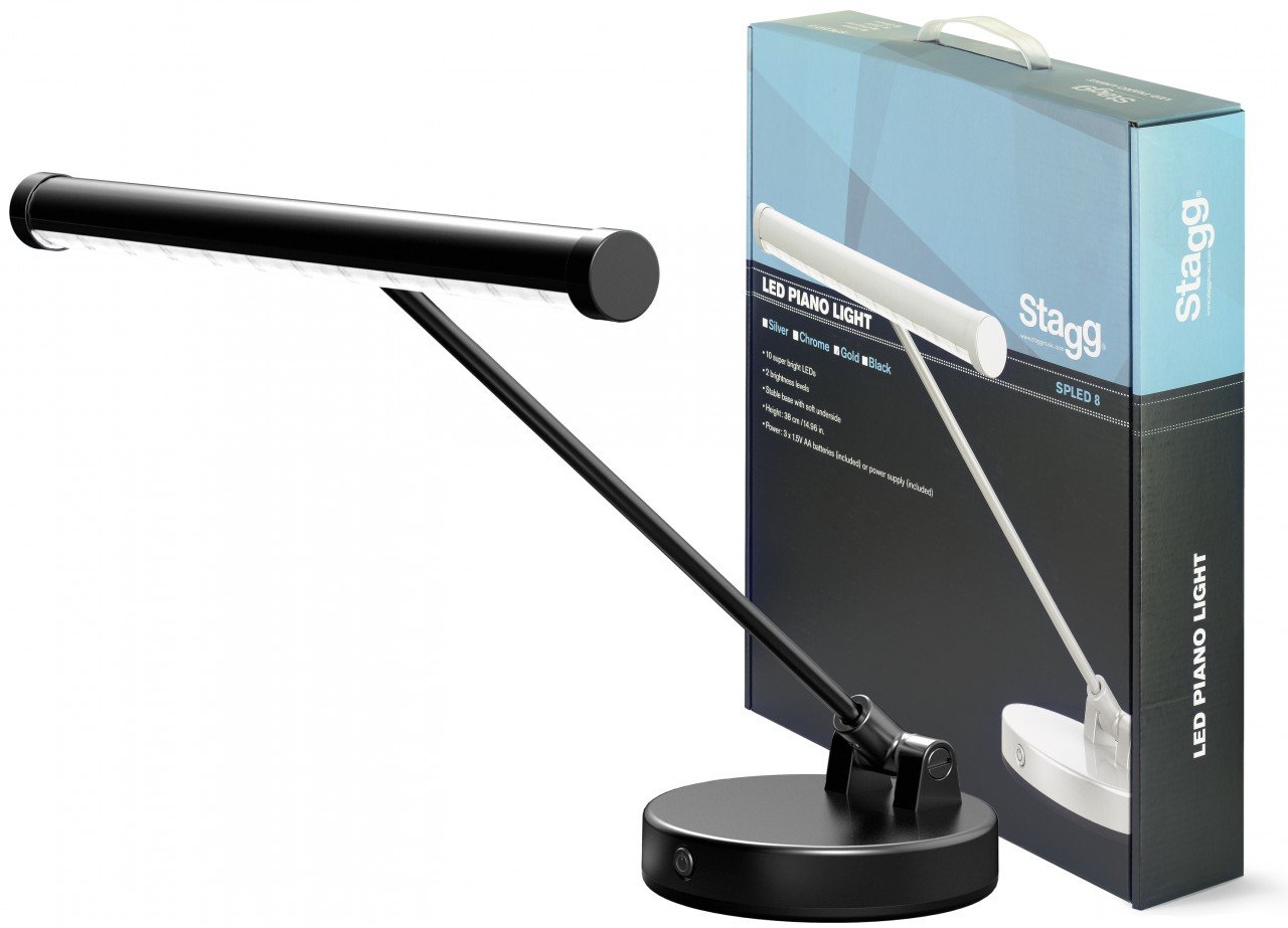 Stagg SPLED 08-1 BK Black LED Piano Light & Desk Lamp - Perfect for Music Practice, Reading & Office Work