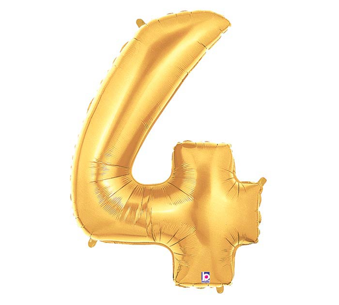 Large Gold Foil Number 4 Balloon for Birthday Parties, Anniversaries & Special Celebrations - Premium Decoration for Events