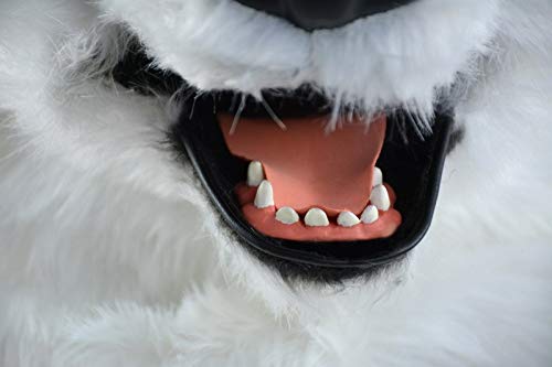 SHENGUS Halloween Panda Mask with Moving Mouth - Anime Animal Fursuit Costume for Cosplay, Carnival & Parties (White) - Perfect for Halloween Events, Cosplay Conventions & Themed Parties