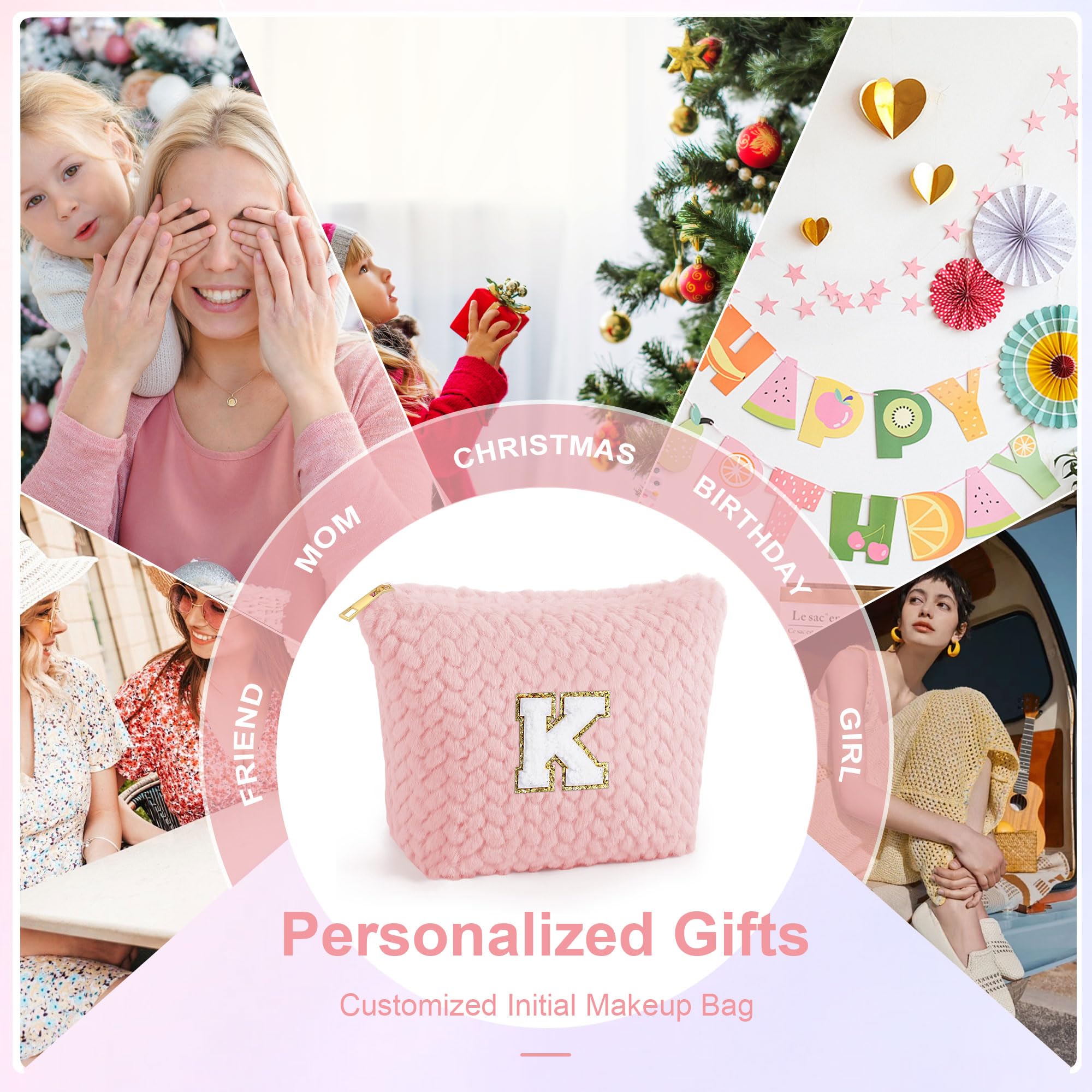 YOOLIFE Monogrammed Makeup Bag - Personalized Cosmetic Pouch & Travel Toiletry Case for Women | Graduation Gift for College Friends | Inspirational Present in Orange | Perfect for Daily Use, Travel & Gifting