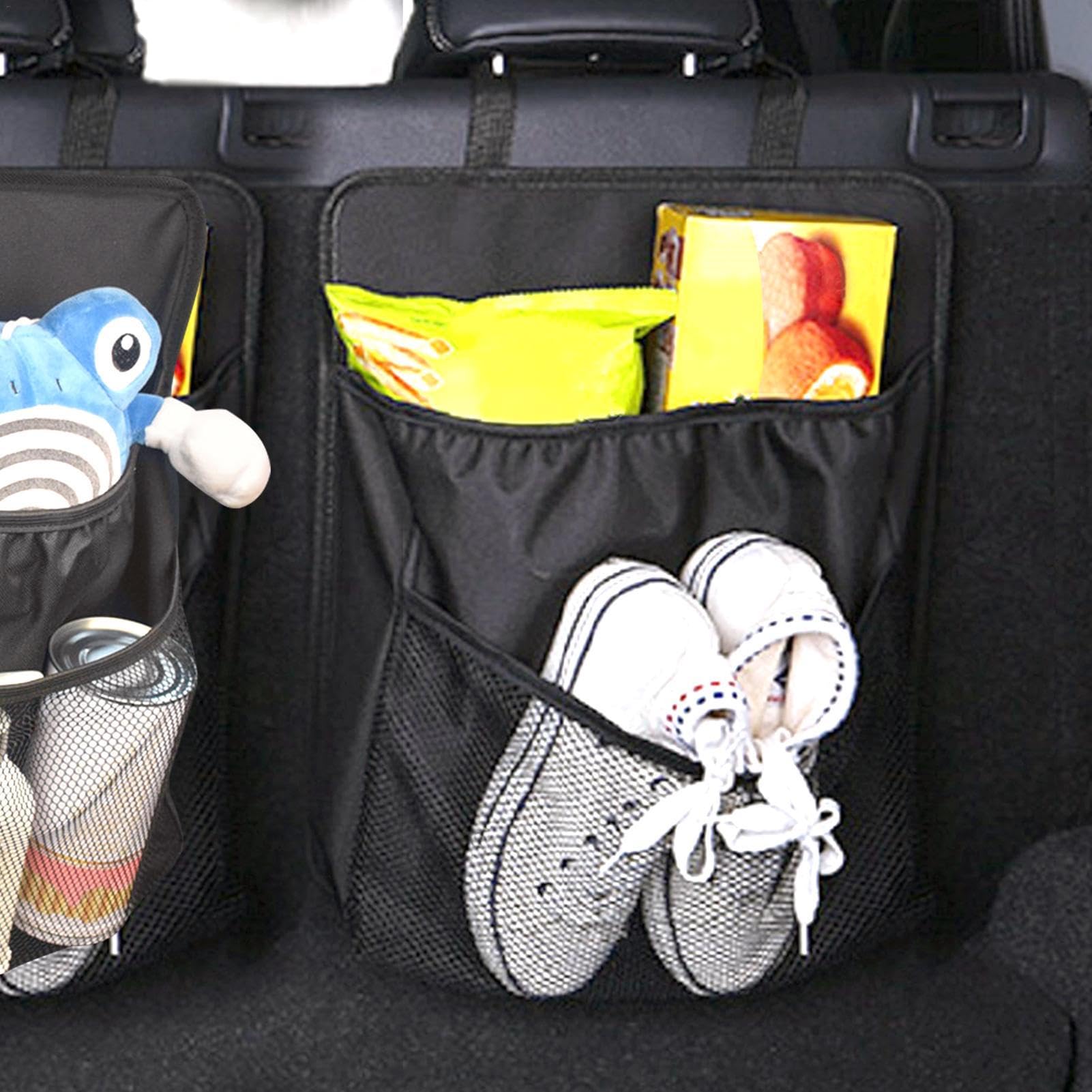 Waterproof Car Back Seat Organizer with Tissue Box Holder - Travel Storage Pouch for Phones, Sunglasses & Essentials | Perfect for Road Trips, Family Outings & Daily Commutes