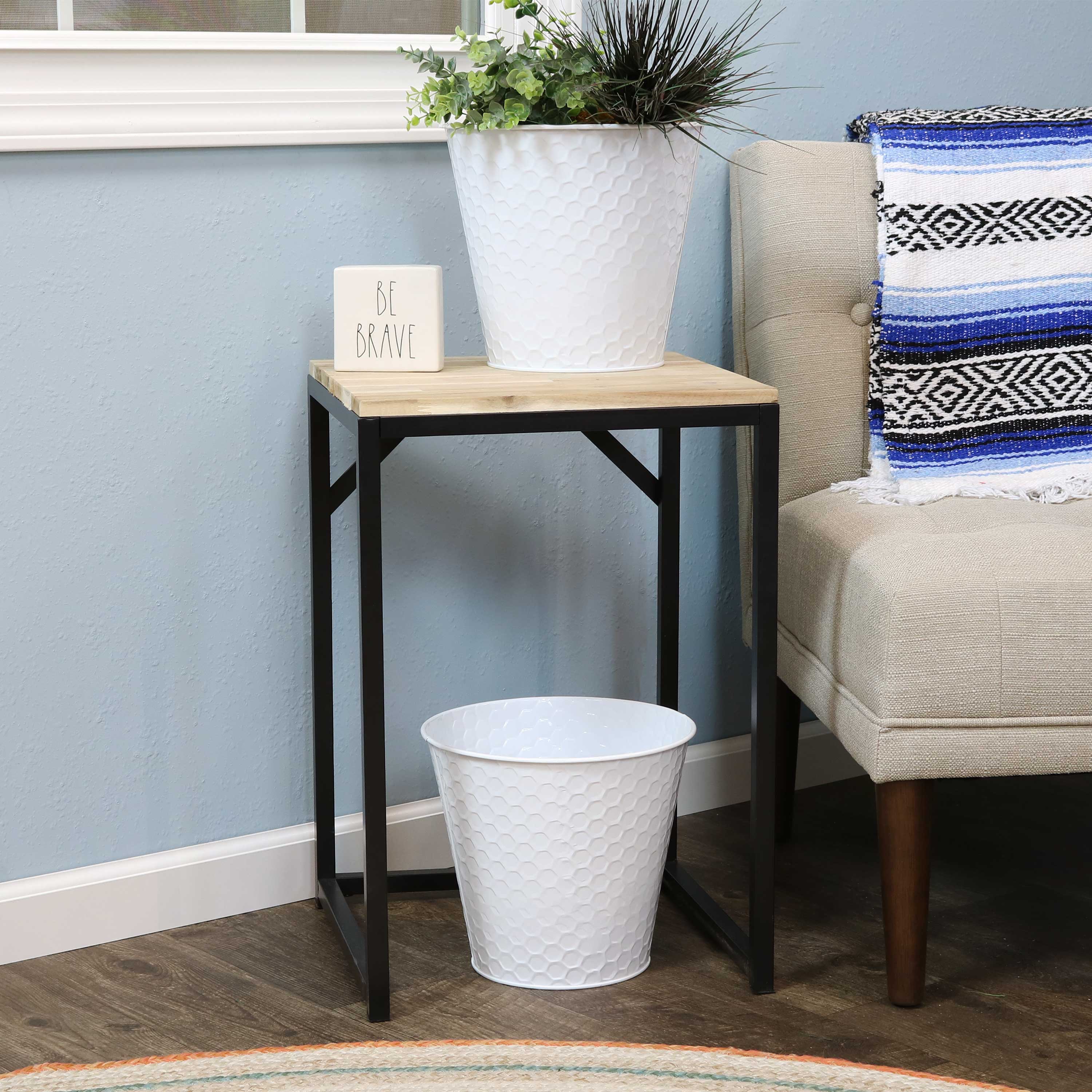 Galvanized Steel Buckets with Hexagon Pattern - Set of 4 Rust-Proof Decorative Pails for Farmhouse, Garden & Outdoor Decor | Perfect for Planters, Storage & Home Organization