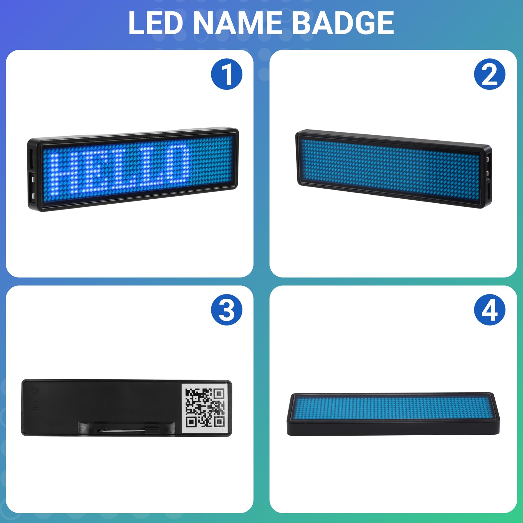 SOFORFREEM Bluetooth LED Name Badge - Rechargeable Customizable Message Board with Scrolling Text Display (Type 5) - Perfect for Conferences, Retail Stores & Events