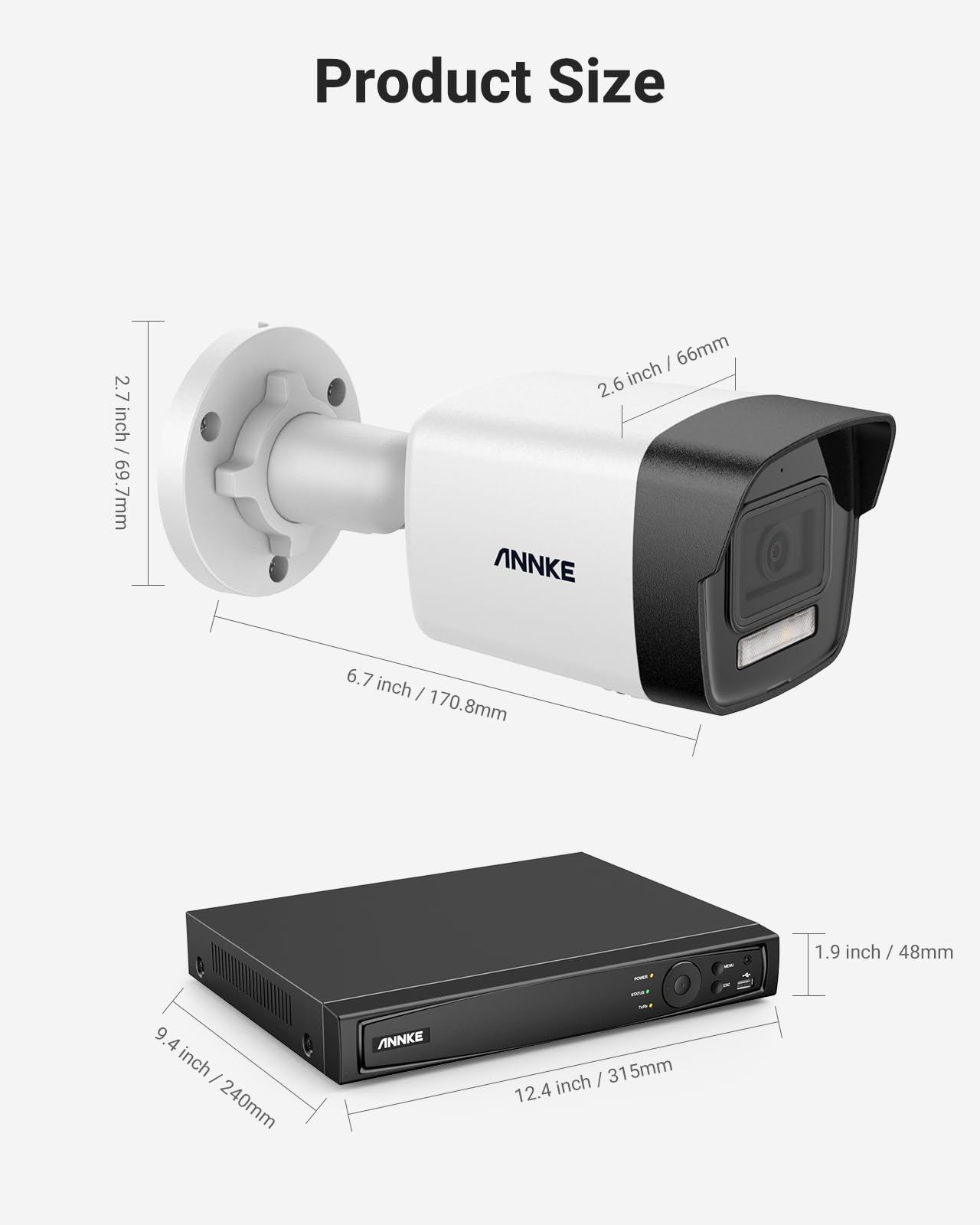 ANNKE 12MP Outdoor Security Camera System - 4 Pack Wired PoE IP Cameras with 8CH NVR & 4TB HDD, 24/7 Recording, Person/Vehicle Detection, IP67 Weatherproof, H.265+ for Home & Business Surveillance