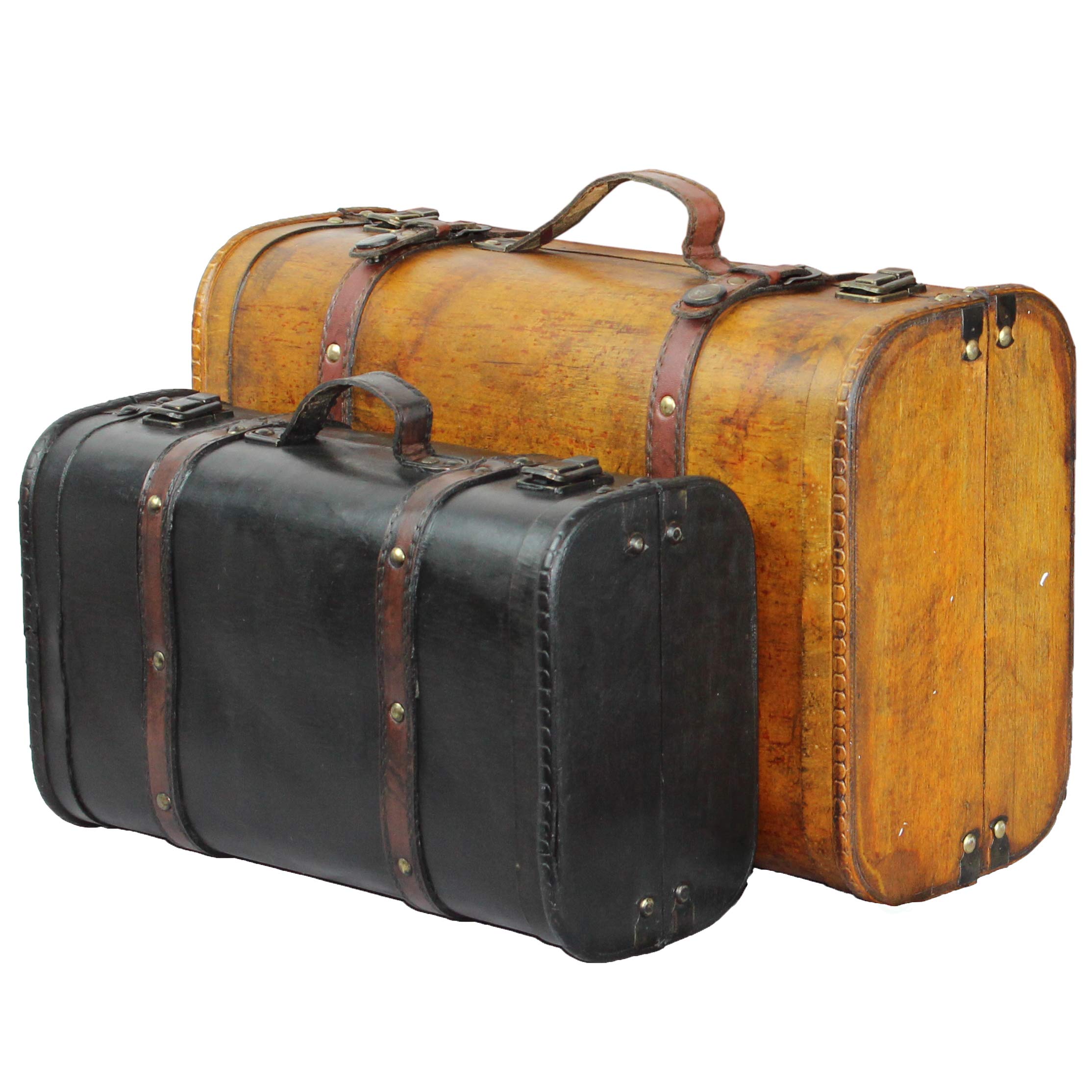 Vintage Style 2-Colored Luggage Set of 2 Suitcases - Retro Travel Trunk for Women & Men, Perfect for Airplane Carry-On & Weekend Getaways