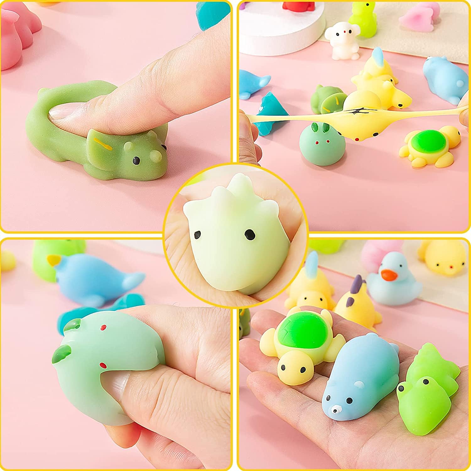 21 Pack Mochi Squishy Dinosaur Toys - Slow Rising Animal Stress Relief Sensory Fidget Toys for Kids, Party Favors, Pinata Stuffers, Treasure Box Prizes - Perfect for Birthday Gifts, Classroom Rewards & Anxiety Relief