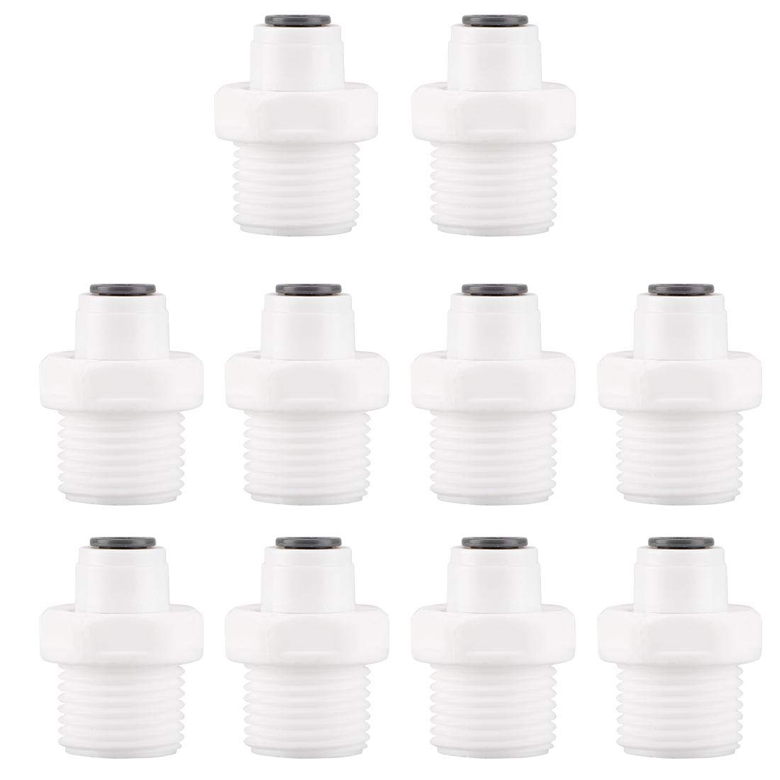 uxcell 10pcs 1/2 Inch BSP Male to 1/4 Inch OD Straight Quick Connect Water Fittings - Push-in Tube Connectors for RO Reverse Osmosis Systems, Water Purifiers & Hydroponic Gardening (Ideal for Home Water Filtration & Aquarium Tubing)
