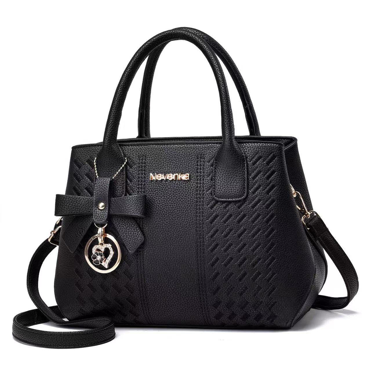 Nevenka Women's Designer Shoulder Bag & Handbag - Stylish Satchel Purse for Ladies (Black) | Perfect for Work, Travel, and Everyday Use