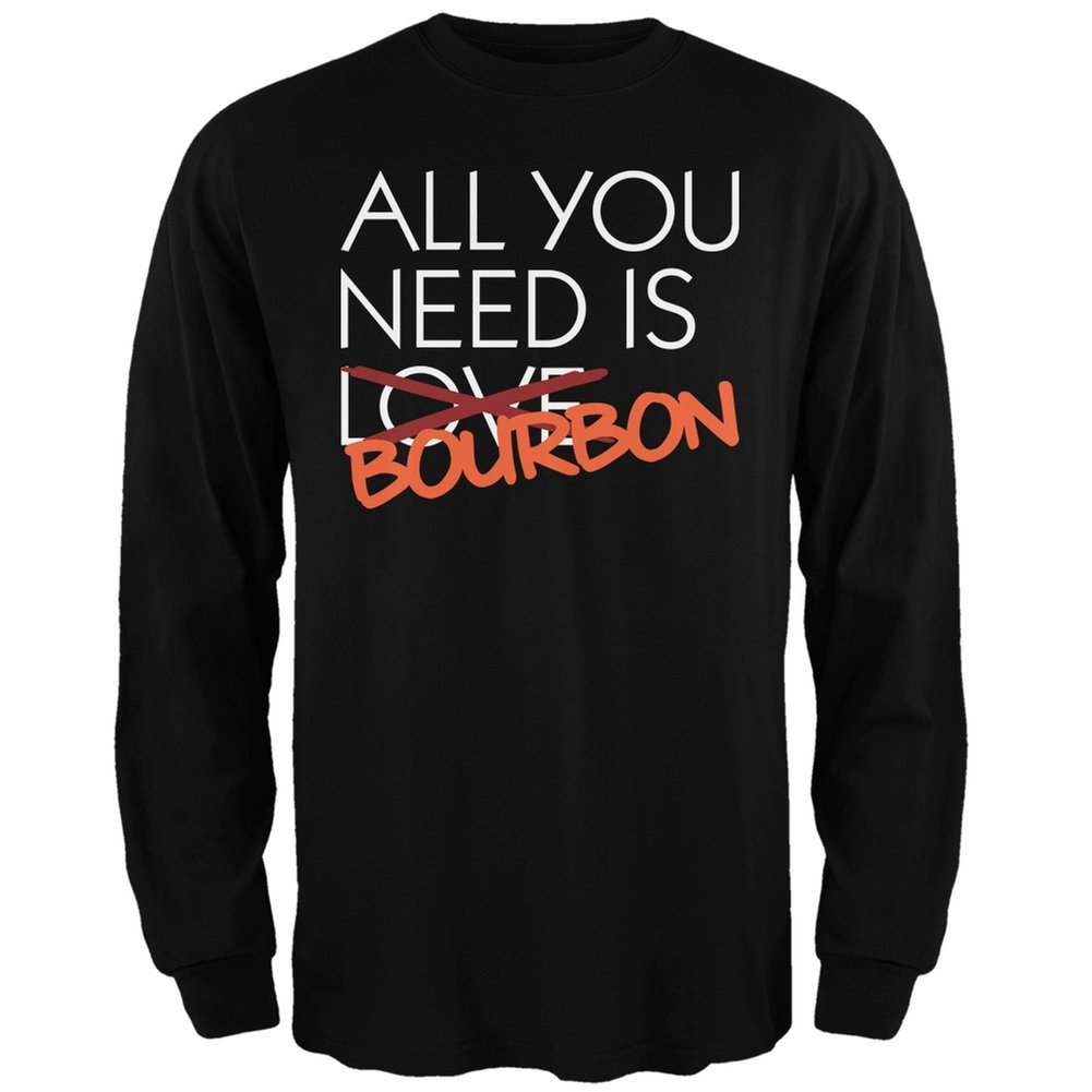 Bourbon Lover Black Long Sleeve T-Shirt for Men - Large Size | Casual Wear, Bar Hopping, Whiskey Enthusiast Gift
