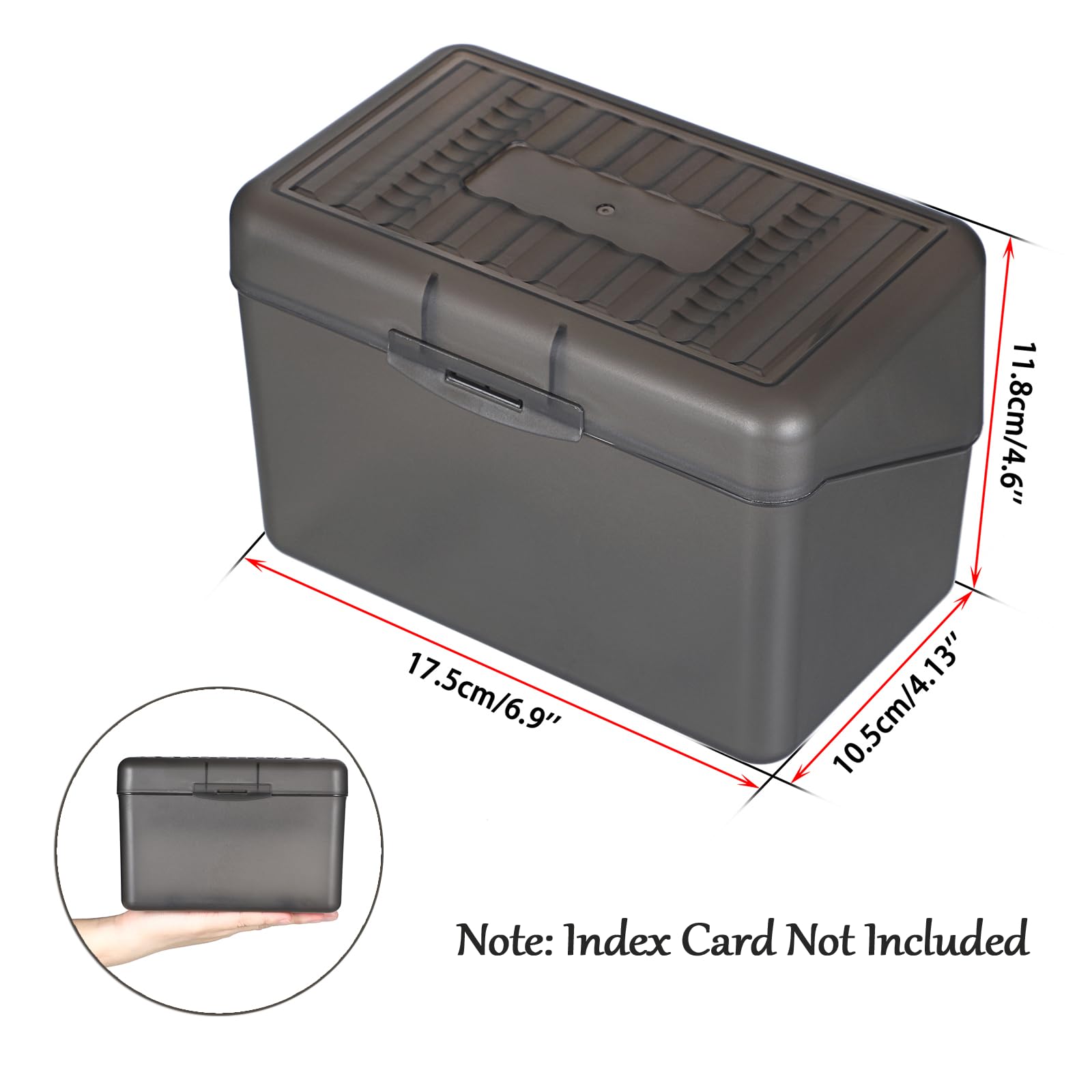 BTSKY 4-Pack 4x6 Inch Index Card Box - Plastic Storage Organizer for Index Cards, Note Cards, Flashcards & Recipes - Grey (Cards Not Included) - Perfect for Office, School, Kitchen & Home Organization