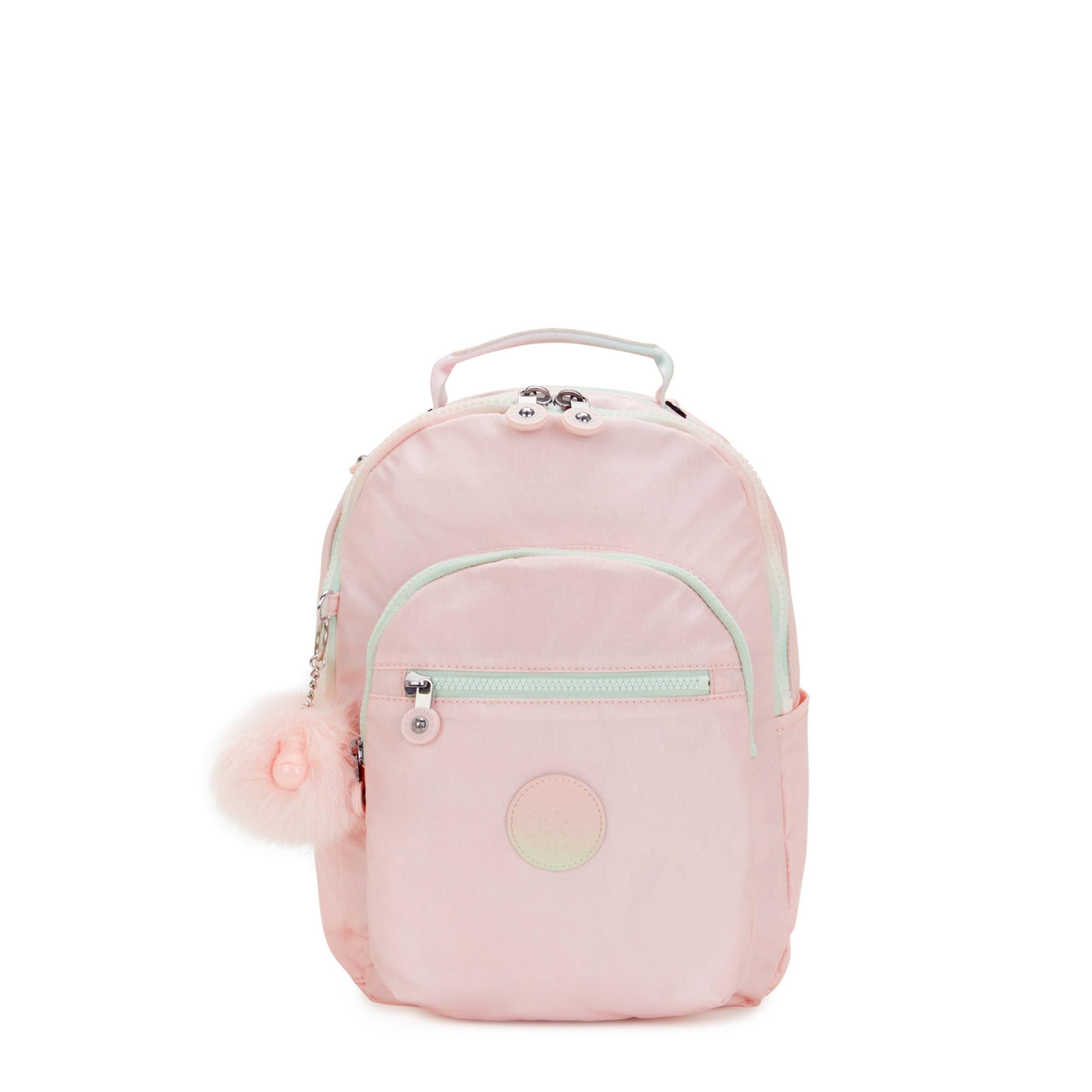 Kipling Seoul Small Metallic Tablet Backpack - Lightweight Laptop Bag for Women, Water-Resistant Travel Backpack with USB Port (Blush Metallic) - Perfect for Work, School & Commuting