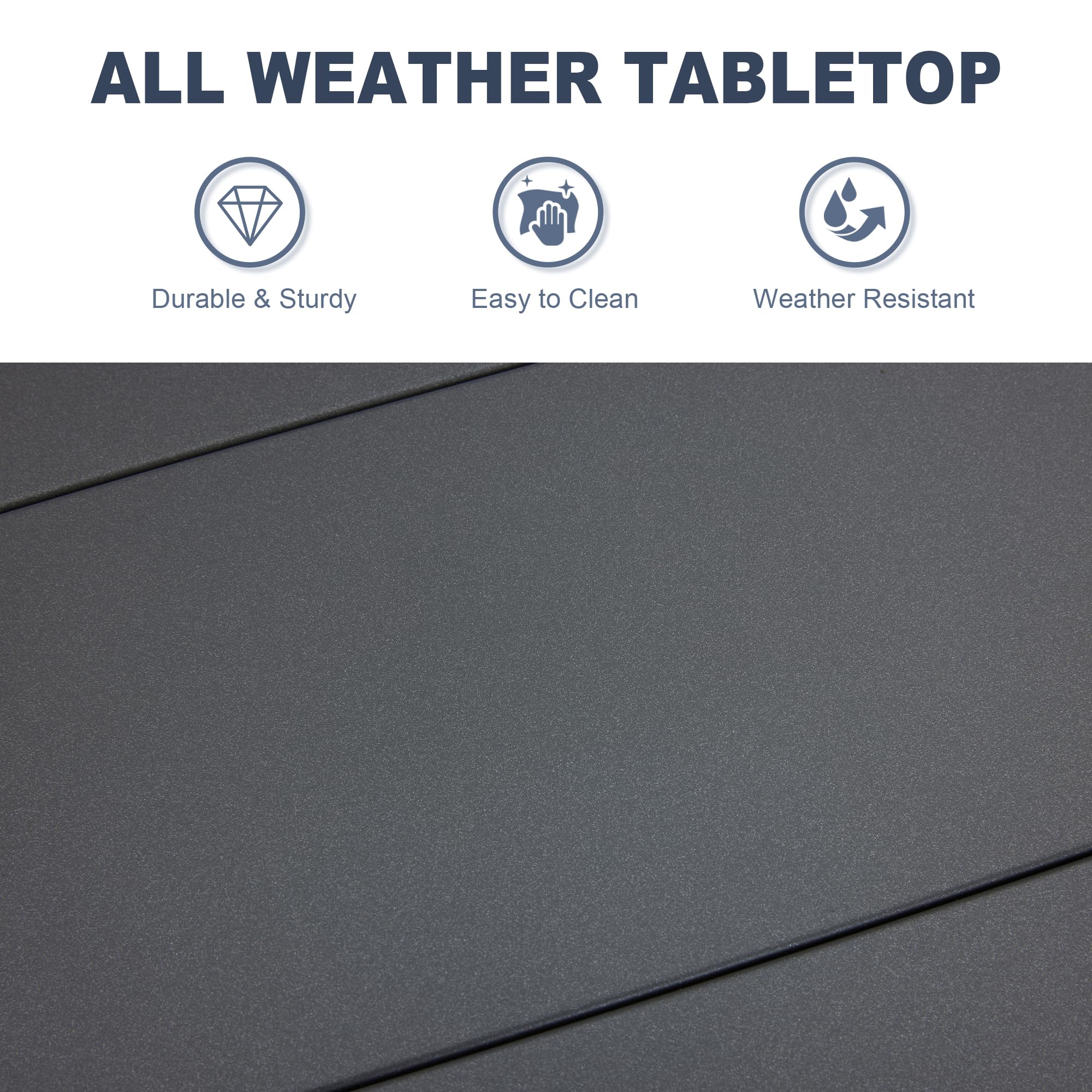 VICLLAX 4-Person Square Metal Outdoor Dining Table with Umbrella Hole & Storage Shelf - Patio, Garden, Lawn, Balcony, Deck Furniture - Dark Grey | Perfect for Backyard BBQs, Poolside Gatherings & Outdoor Entertaining