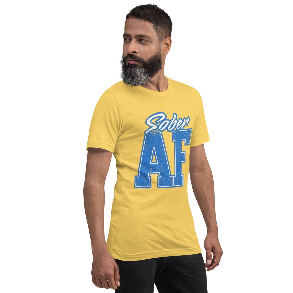 Sober AF Collegiate Unisex T-Shirt - Comfortable Cotton Tee for College Students, Sobriety Support & Casual Wear