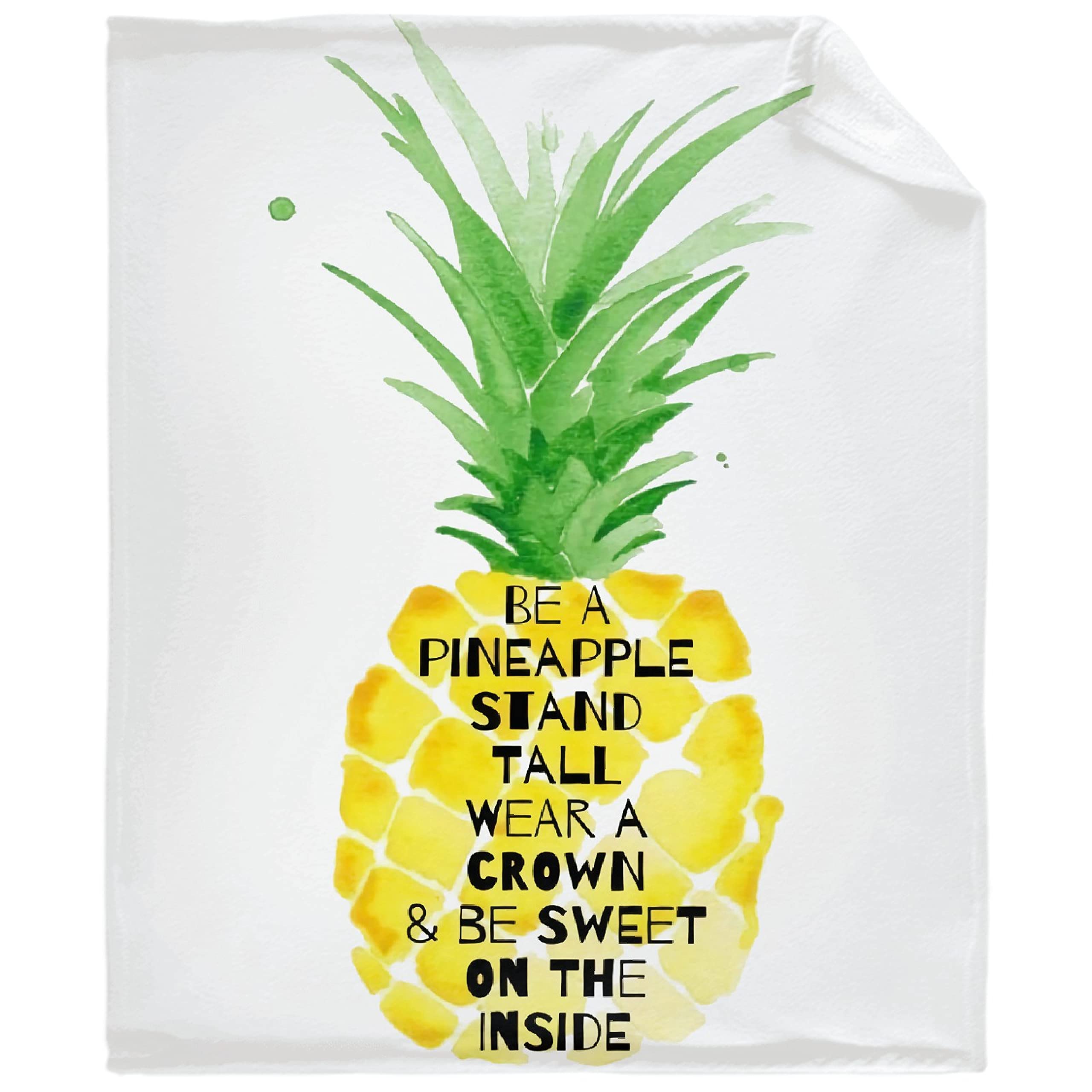 321DESIGN XXL Pineapple Leaves Floral Fleece Flannel Throw Blanket - 120x90 Inches (305x229cm) Ultra Soft Plush Travel Quilt for Couch, Bed, Sofa & Car - Cozy Home Decor, Perfect for Family Movie Nights & Outdoor Picnics