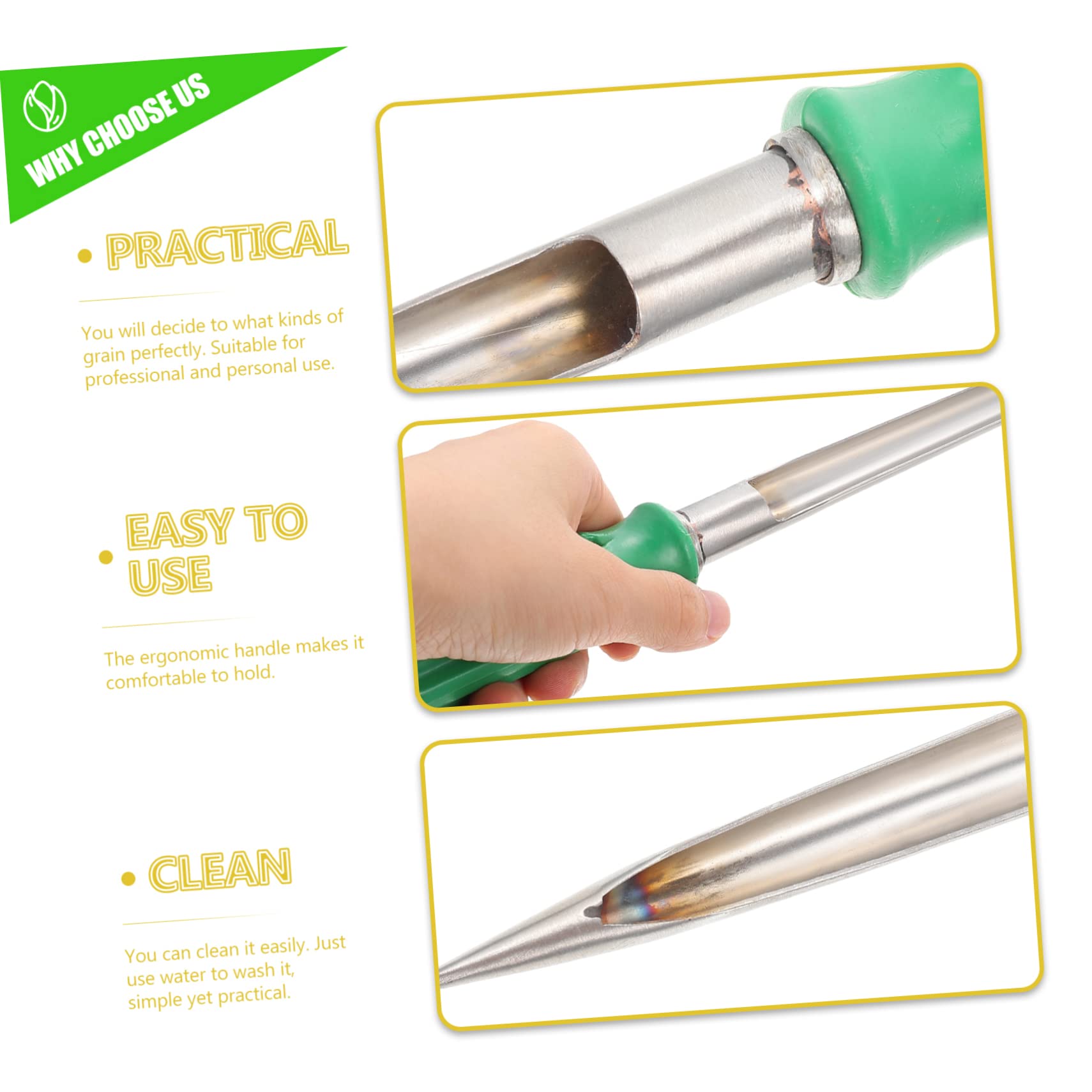 10pcs Stainless Steel Grain Sampler Set - Closed Sampling Spear, Powder Tube Scoop & Spatula for Rice, Corn, Sorghum - Perfect for Food Industry, Agriculture & Home Kitchen Use