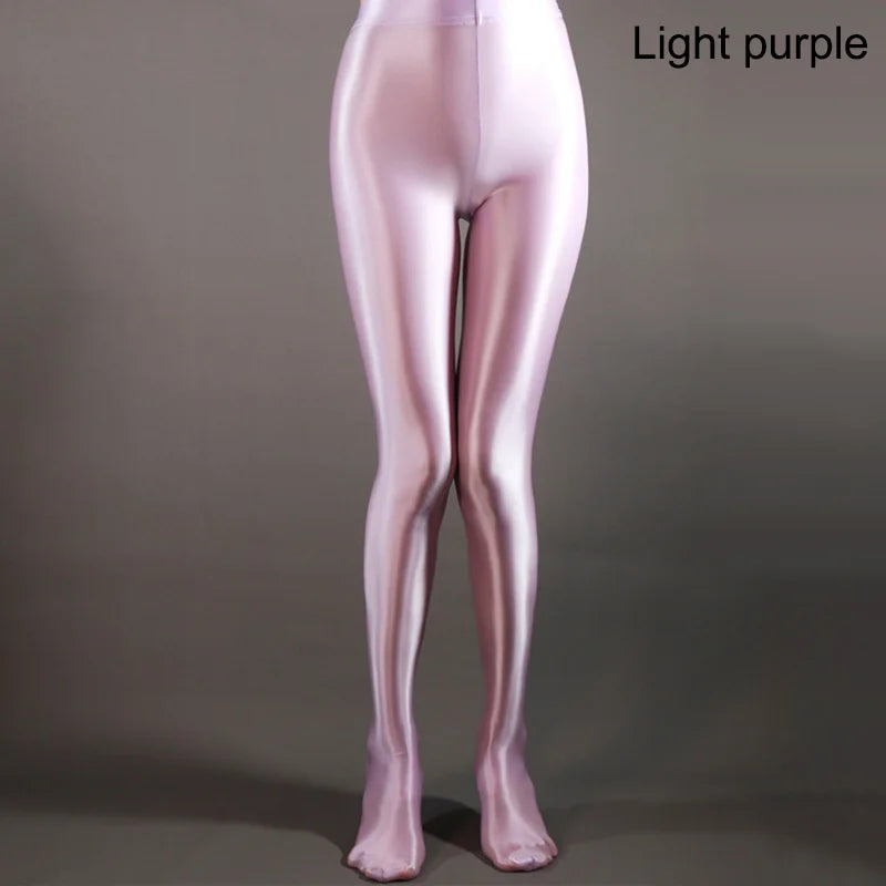 Shiny High Waist Yoga Pants for Women - Satin Glossy Leggings, Sexy Stockings & Sport Tights - Perfect for Fitness, Workout & Daily Wear