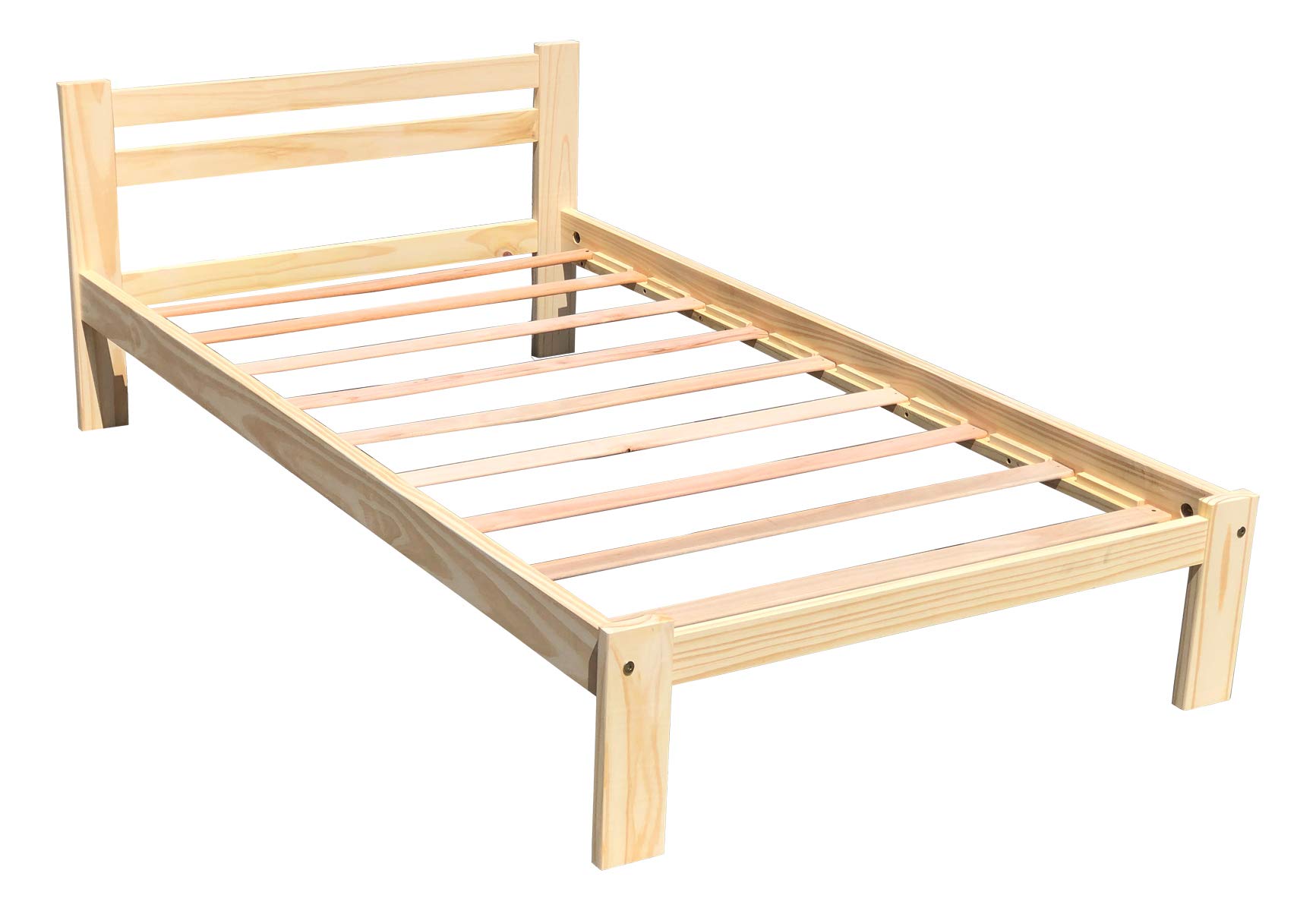 Solid Pine Wood Twin-XL Bed Frame with Hardwood Slats - Unfinished Natural Wood Single Bed for Kids, Boys & Girls Bedroom - DIY Ready to Stain or Paint - Durable Support for Home, Dorm, or Guest Room
