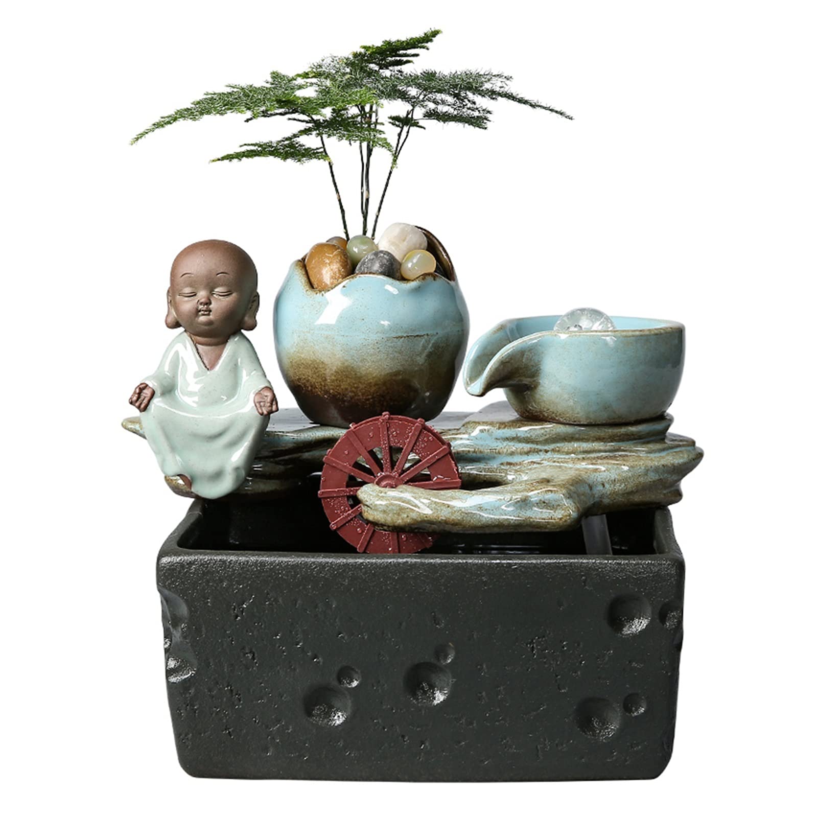 Jinyi2016SHOP 8 Inch Desktop Fountain Waterfall Humidifier - Small Indoor Tabletop Fountain for Home, Office, Bedroom Relaxation & Yard Art Decor (Color: A) | Perfect for Stress Relief, Aromatherapy & Home Décor
