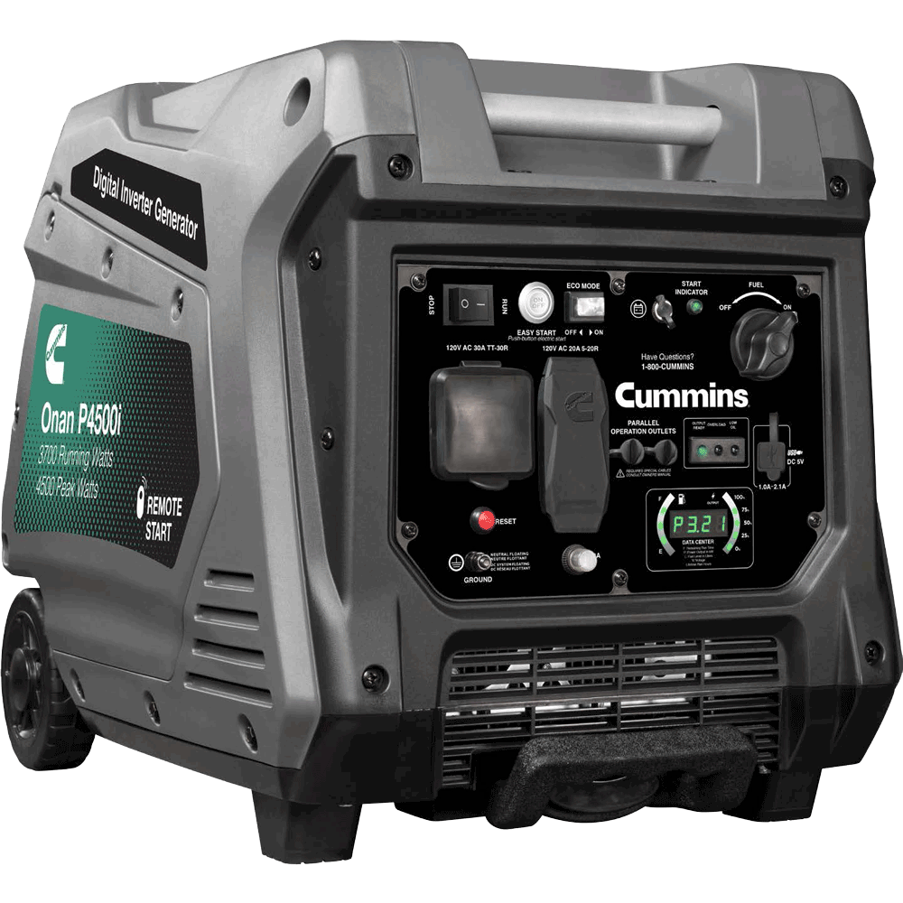 Cummins P4500i 3700W/4500W Portable Inverter Generator with Remote Start - Onan A058U955 Model (Key FOB Sold Separately) - Ideal for Camping, RV Trips & Emergency Power Backup