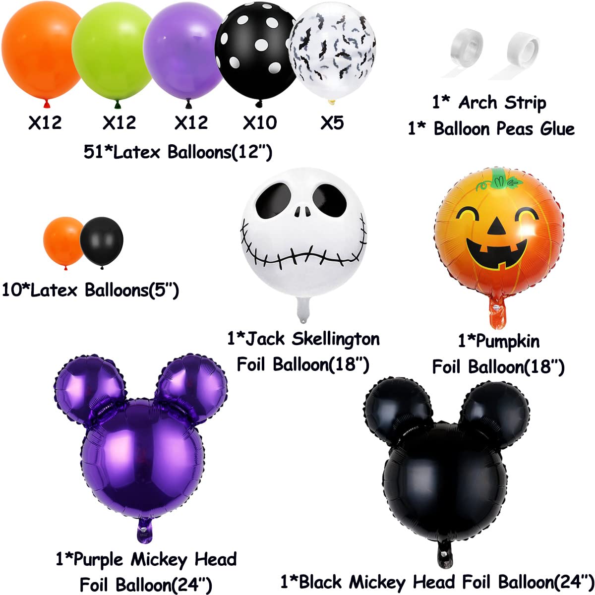 92 Pcs Mouse Halloween Birthday Party Kit - Happy Birthday Banner, Cake Topper, Cupcake Toppers & Balloon Arch - Perfect for Mouse Theme Halloween, Birthday Party Decorations & Kids' Celebrations