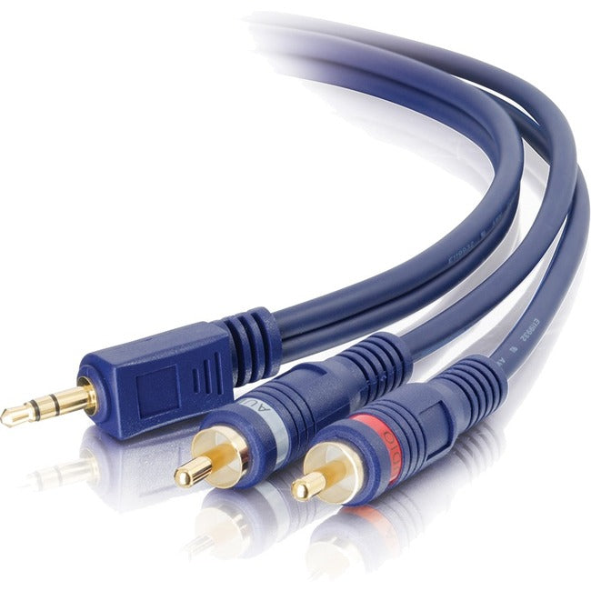12Ft Velocityandtrade; 3.5mm Stereo Male to Dual RCA Stereo Male Y Audio Cable - Perfect for Home Theater, Car Audio & Speaker Systems