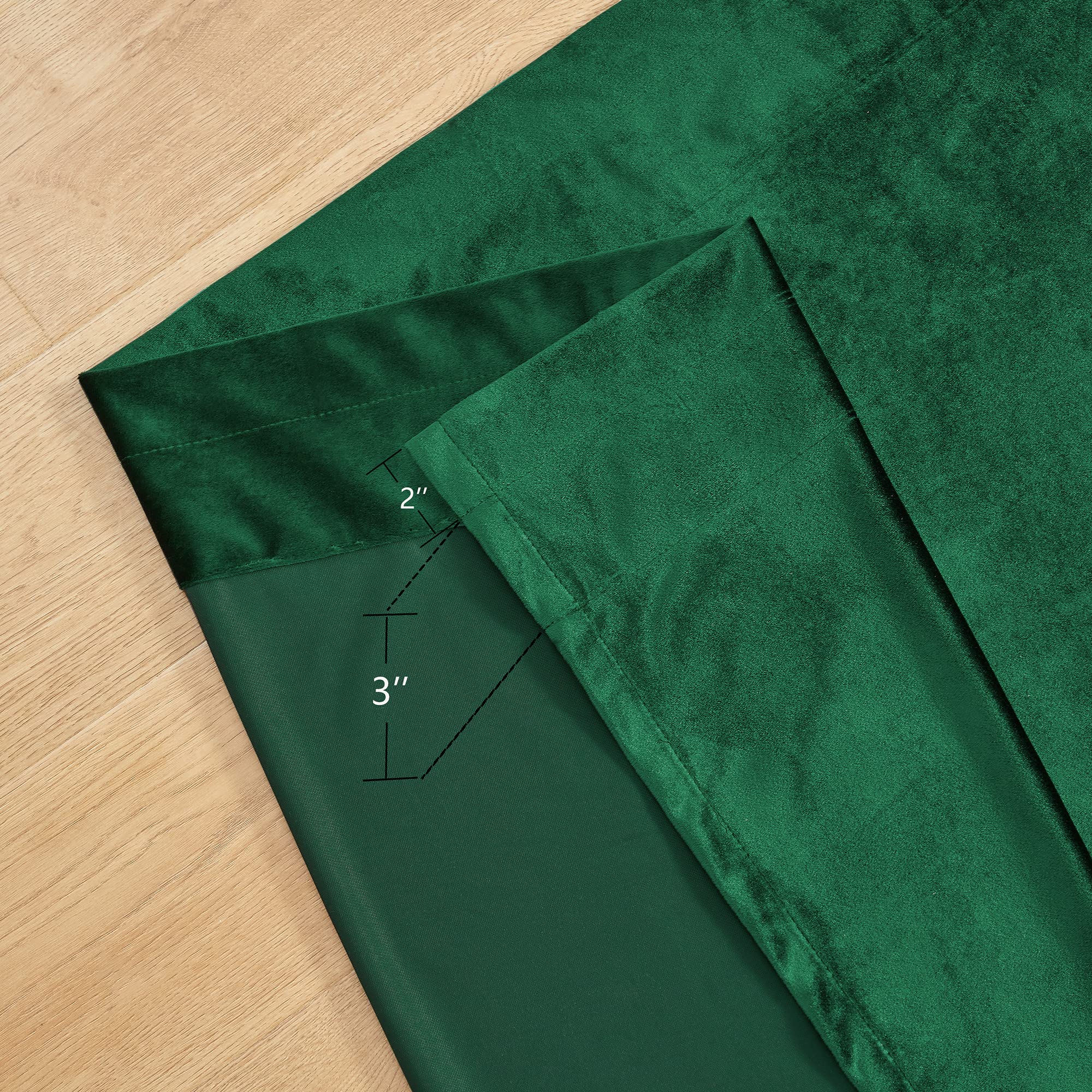 PRIMROSE 84 Inch Emerald Green Velvet Blackout Curtains - Set of 2 Panels with Rod Pocket for Living Room & Bedroom | Thermal Insulated Window Drapes for Light Blocking, Privacy & Home Decor (Darkening Treatment Room)