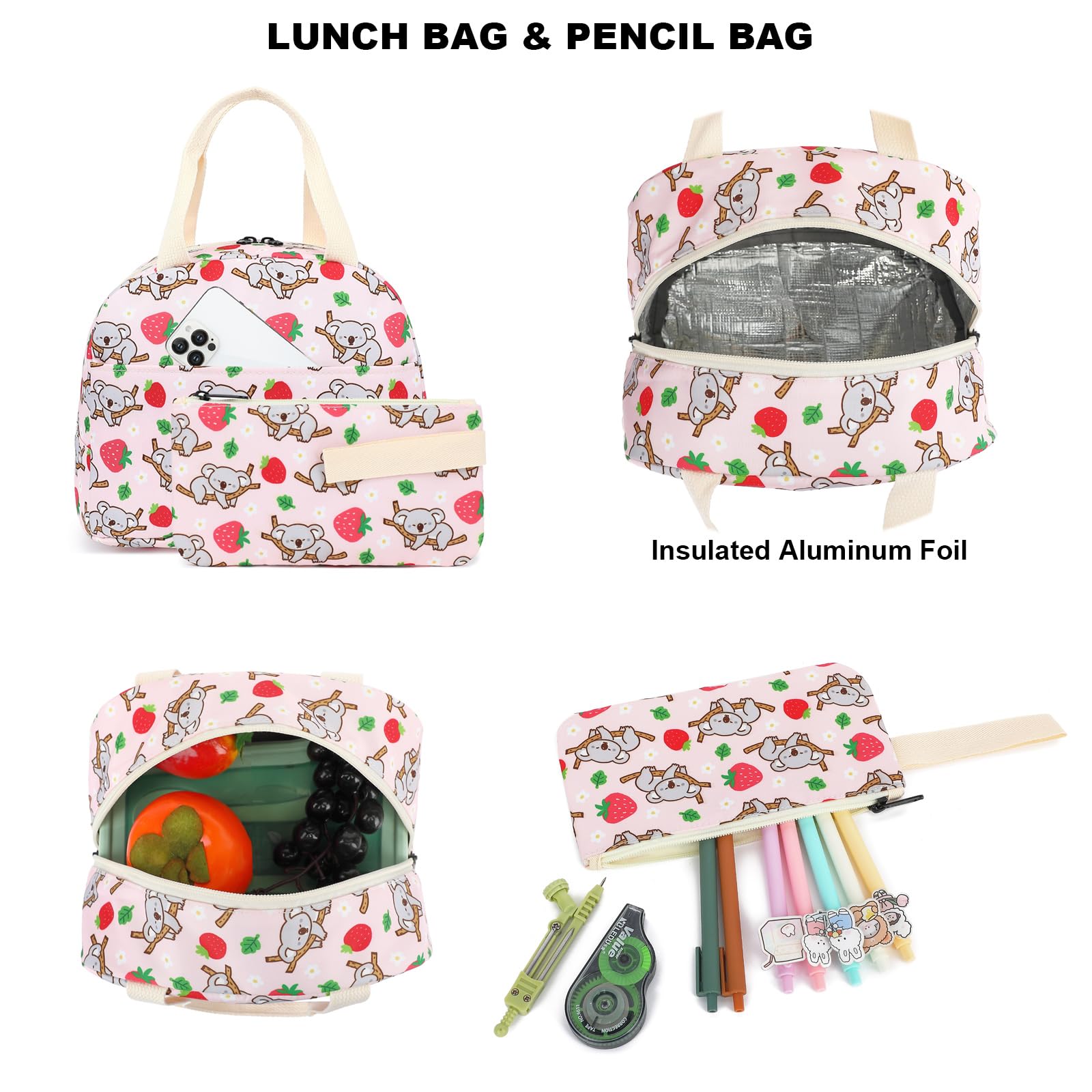 Girls School Backpack Set for Teens - Waterproof Bookbag with Lunch Box & Pencil Case - Perfect for School, Travel & Daily Use