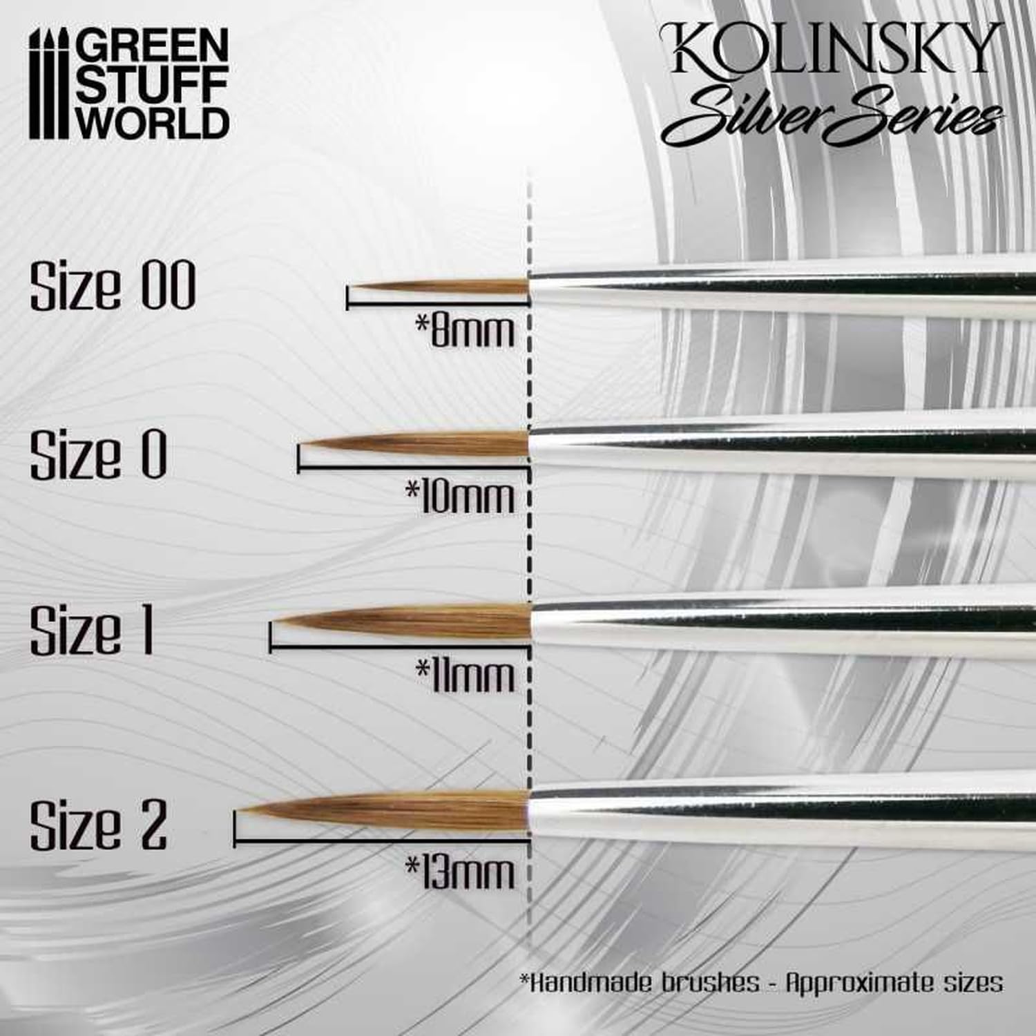 Kolinsky Silver Series Green Stuff Set - Premium Paint Brushes for Miniature Painting, Warhammer, and Model Building | Perfect for Hobbyists & Artists