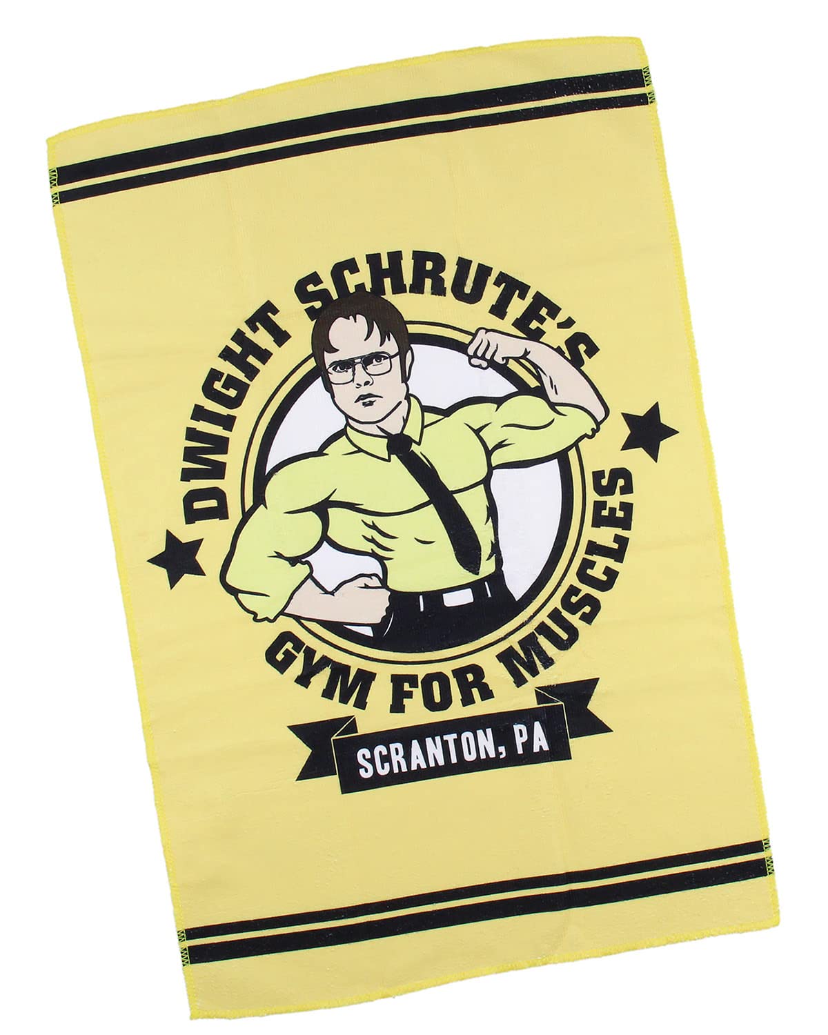 JUST FUNKY The Office Dwight Schrute's Gym for Muscles Gym Towel - Absorbent Sweat Towel & Hand Towel for Workouts, Fitness, and Gym Use - Perfect for Gym Enthusiasts and The Office Fans