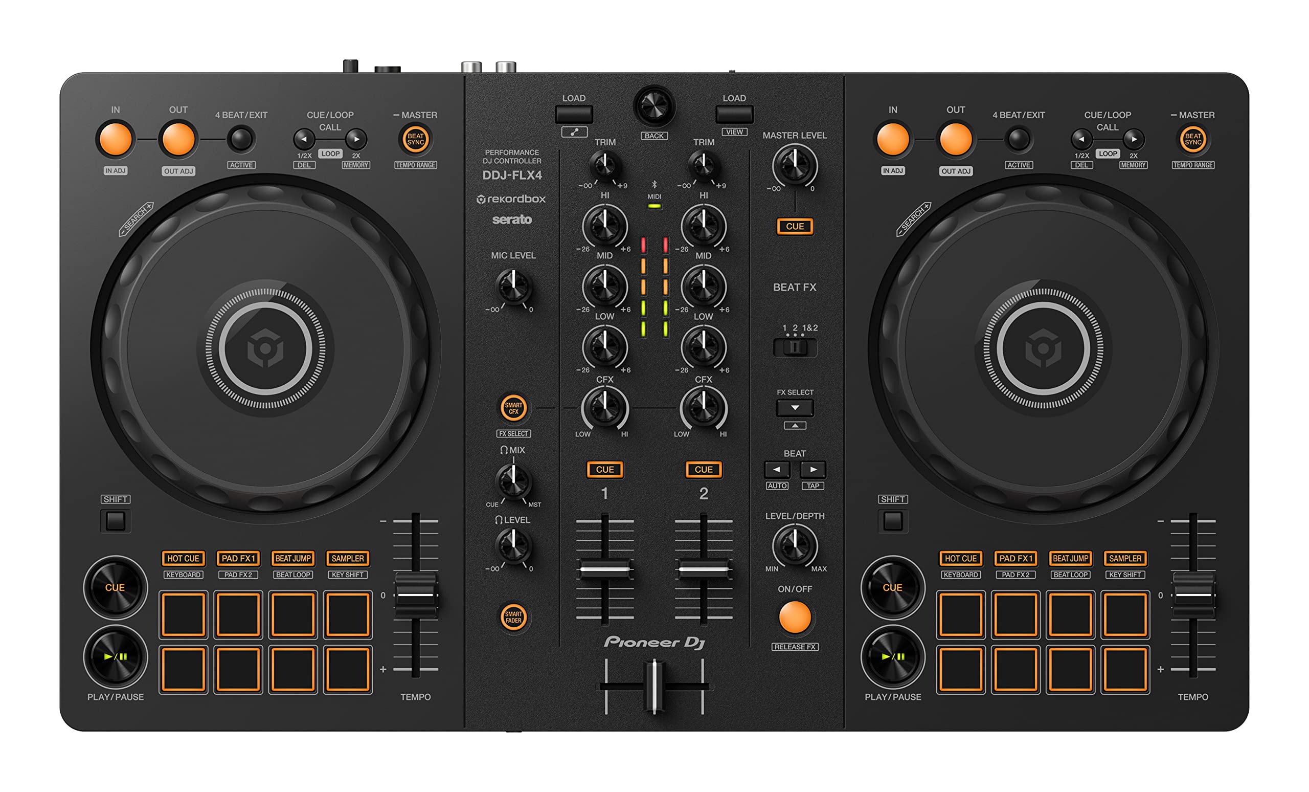 Pioneer DJ DDJ-FLX4 2-Deck Professional DJ Controller - Compatible with rekordbox & Serato DJ Software (Graphite) - Perfect for Home Studios, Clubs & Live Performances