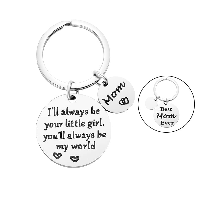 Mother’s Day Gift - Personalized Mom Keychain from Daughter, Best Mom Key Ring for Birthday, Thanksgiving, Christmas & Valentine’s Day, I'll Always Be Your Little Girl Key Chain for Women, Perfect for Everyday Carry or Special Occasions