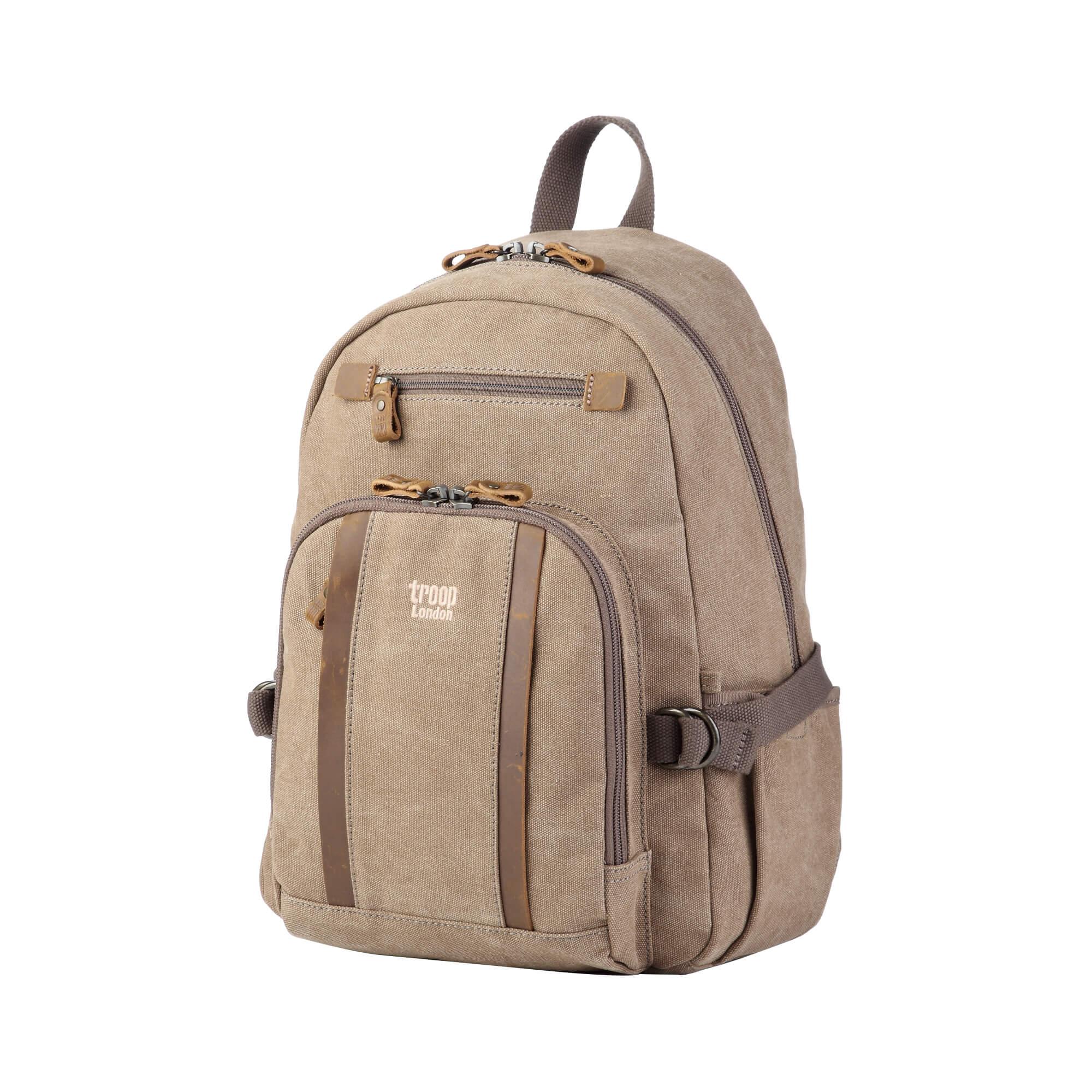 TRP0256 Troop London Classic Canvas Backpack - Medium Size Durable School & Travel Backpack for Men & Women - Perfect for College, Commuting & Outdoor Adventures