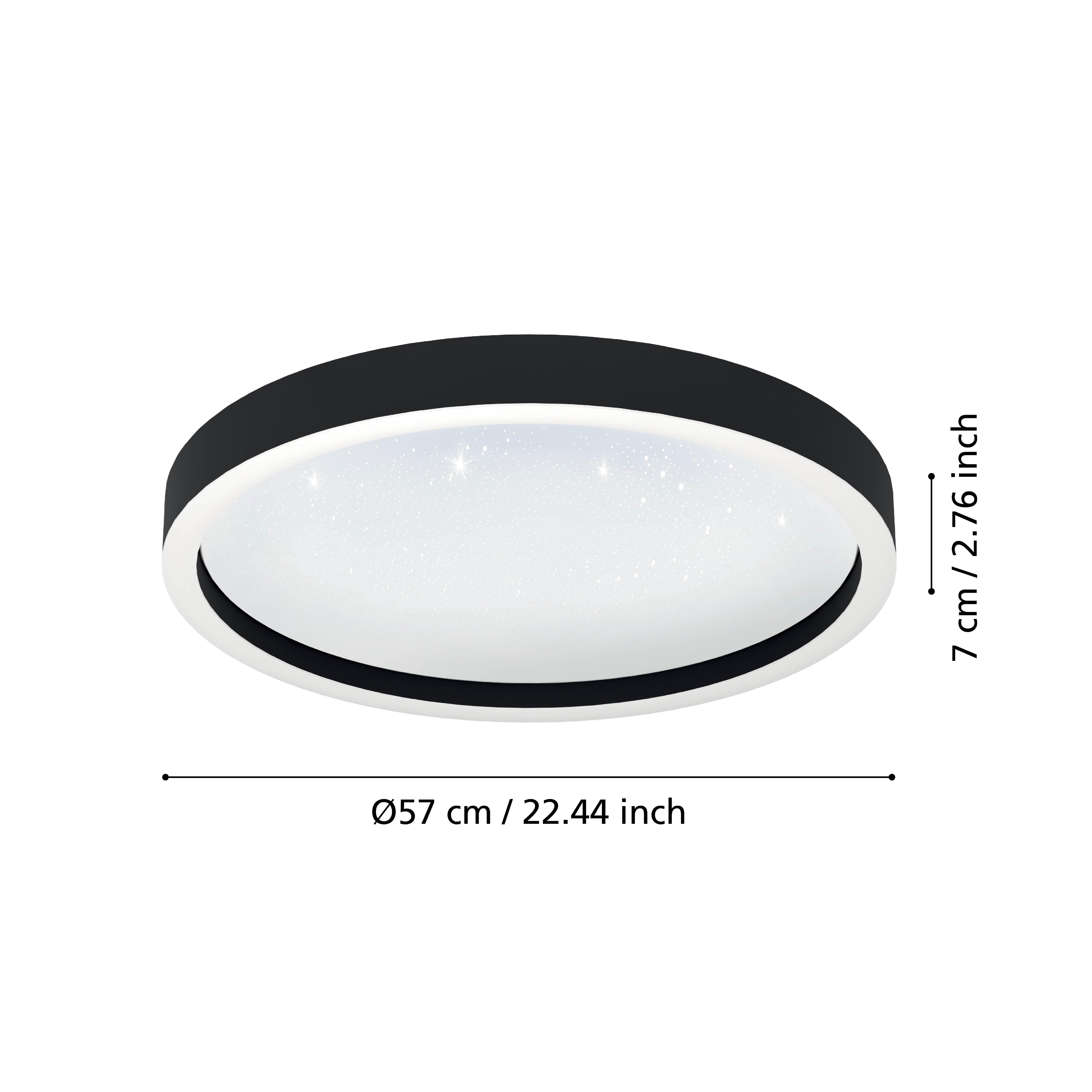 Eglo Connect Montemorelos Z Smart LED Ceiling Light 22.4 Inch Black Flush Mount - Modern Lighting for Bedroom, Living Room & Kitchen