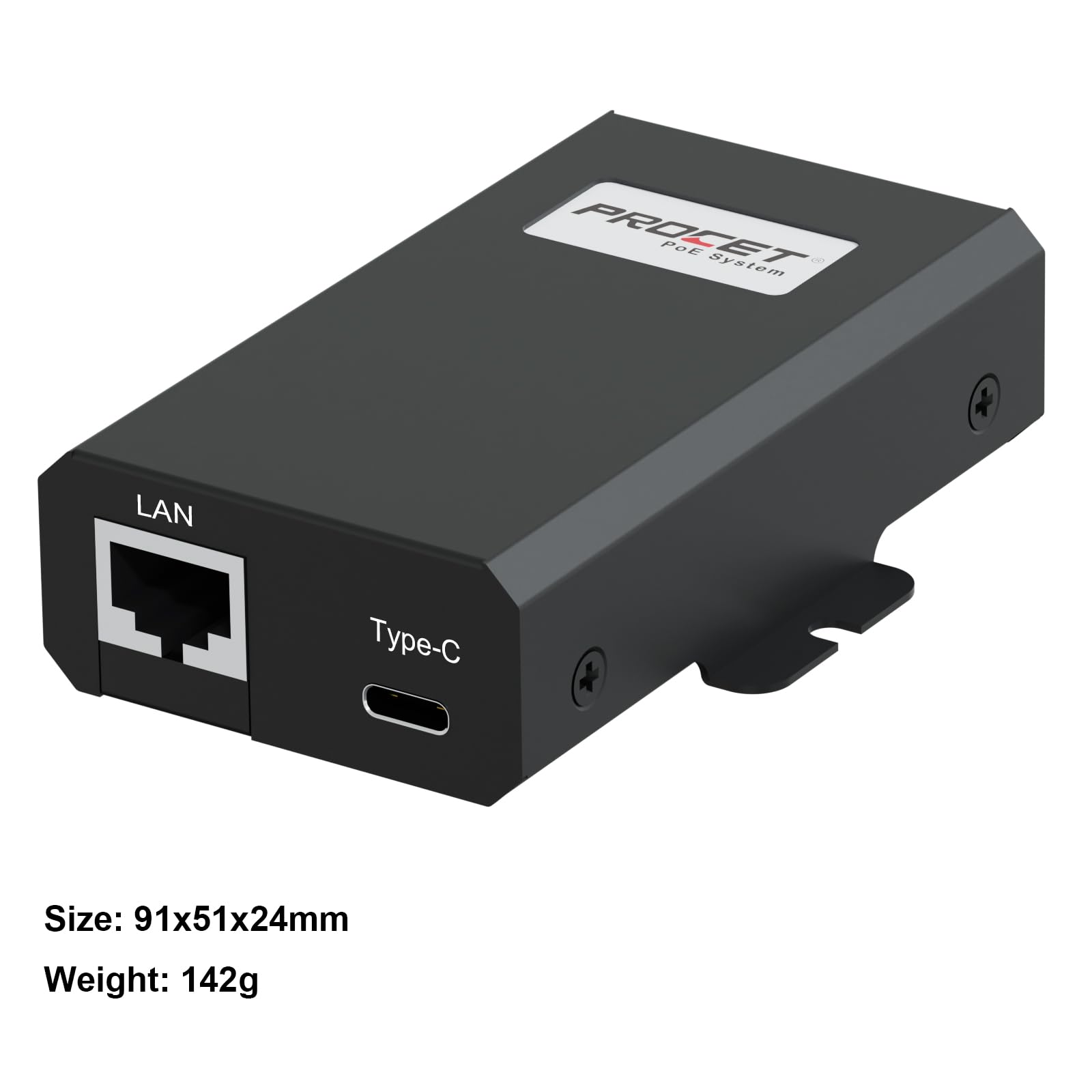 PROCET USB C PoE Splitter 60W, IEEE802.3bt PoE++ Gigabit Adapter - Power Over Ethernet to USB-C Converter for MacBook, iPad, Tablet, Wireless AP, Security IP Camera - Perfect for Home Office & Surveillance Systems