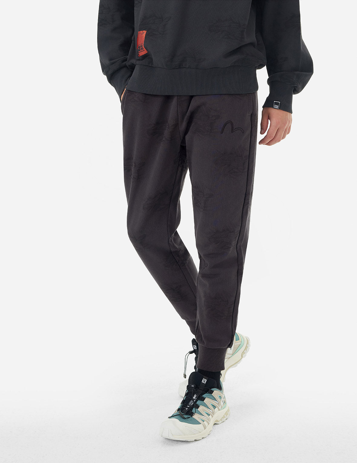 Allover Crinkle Logo Print Regular Fit Sweatpants for Men & Women - Comfortable Casual Lounge Pants for Home, Gym, and Travel