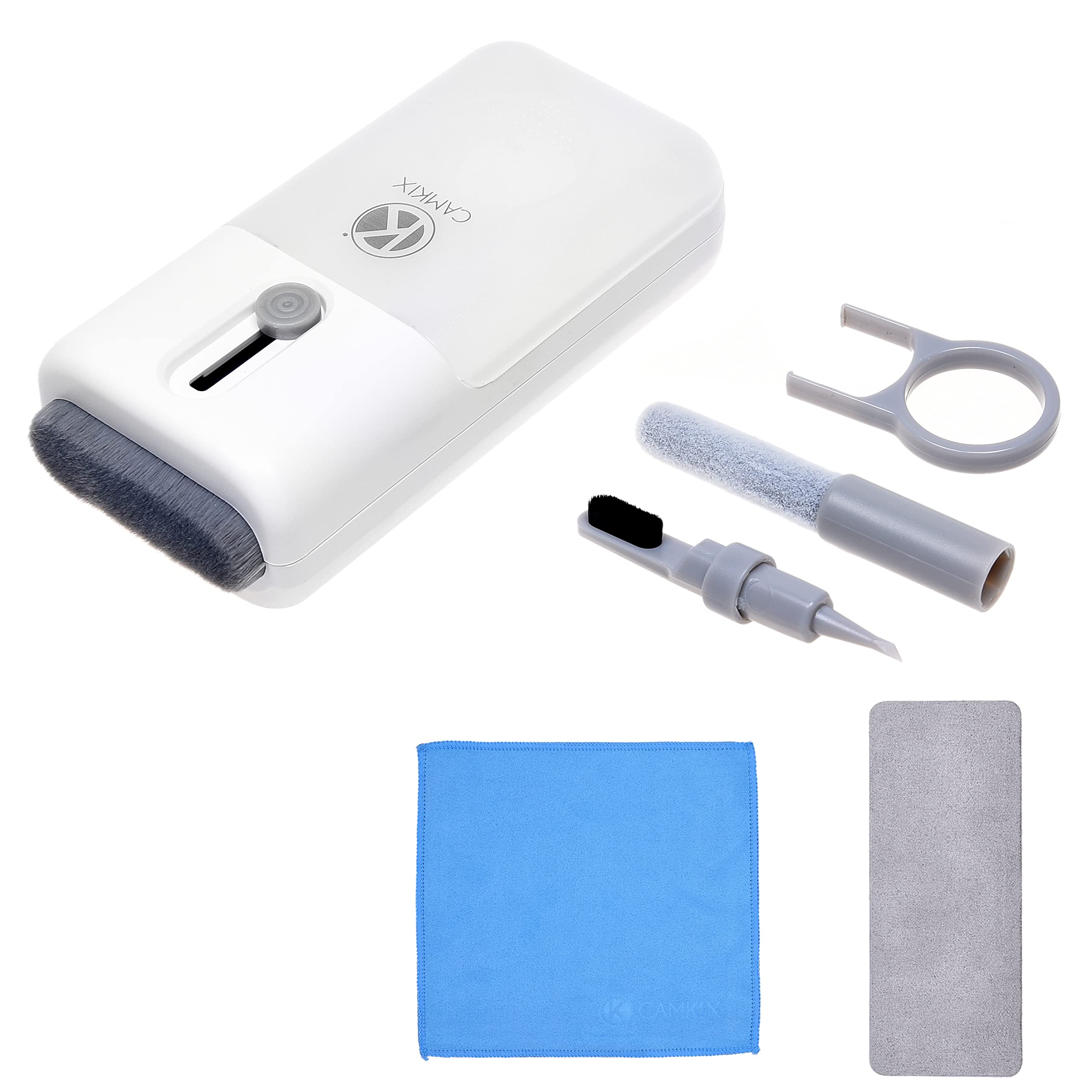 Camkix 6-in-1 Electronics Cleaning Kit with Key Puller, Flocking Sponge, Pen Nibs & Microfiber Cloths - Perfect for Keyboards, Earbuds, Hearing Aids, Smartphones, Laptops, Monitors & Cameras - Ideal for Home, Office & Travel Use