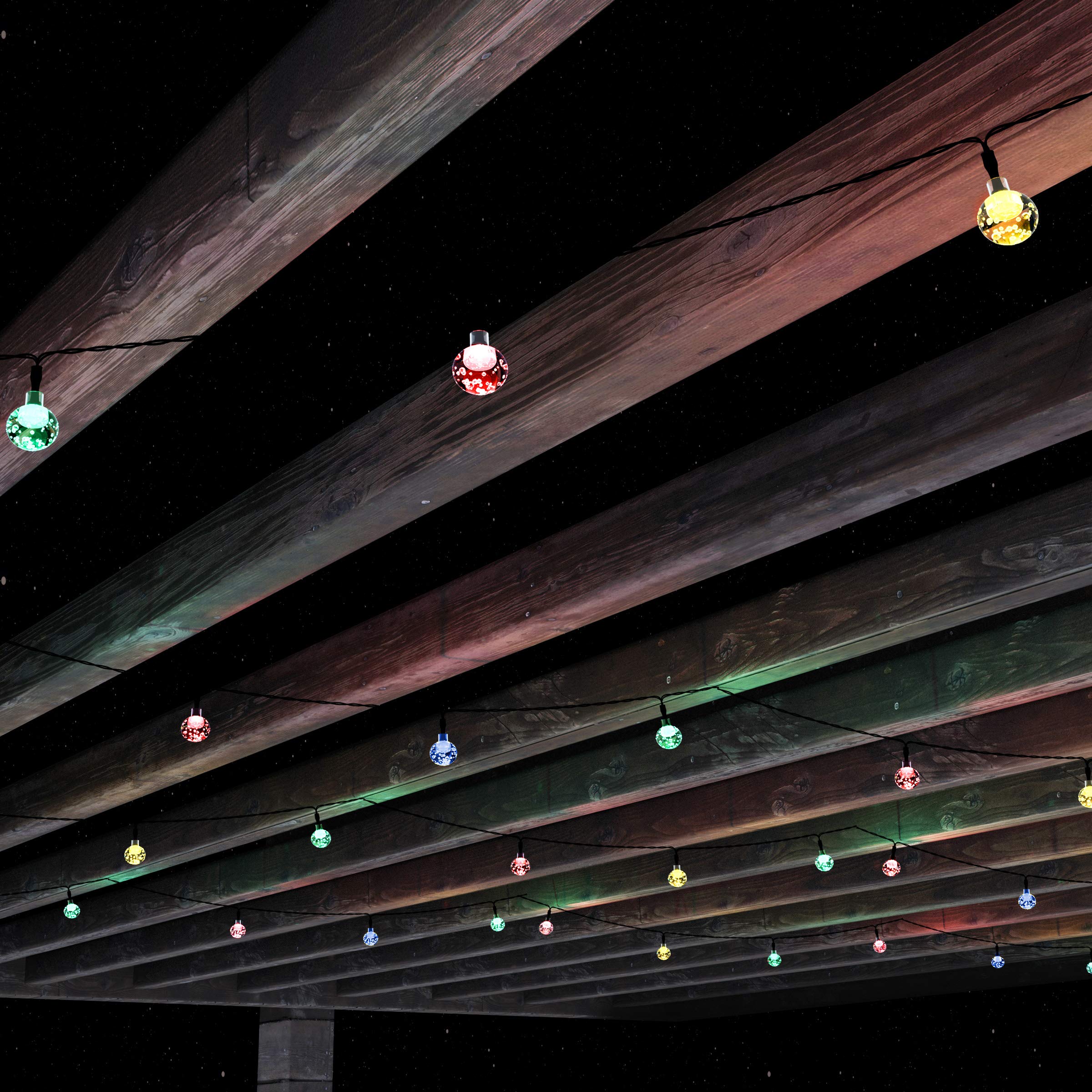 Solar-Powered String Lights - Outdoor Round Globe Hanging Bulbs - Multicolor LED Fairy Lights for Patio, Backyard, Garden, Wedding & Party Decor - Weatherproof & Energy Efficient - Perfect for Evening Ambiance, Outdoor Dining & Special Events