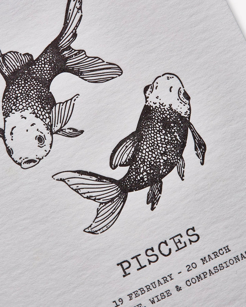 Zodiaque Moon | Pisces Letterpress Greeting Card - Elegant Astrology Birthday Card for Women & Men - Perfect for Birthdays, Anniversaries & Zodiac Gifts