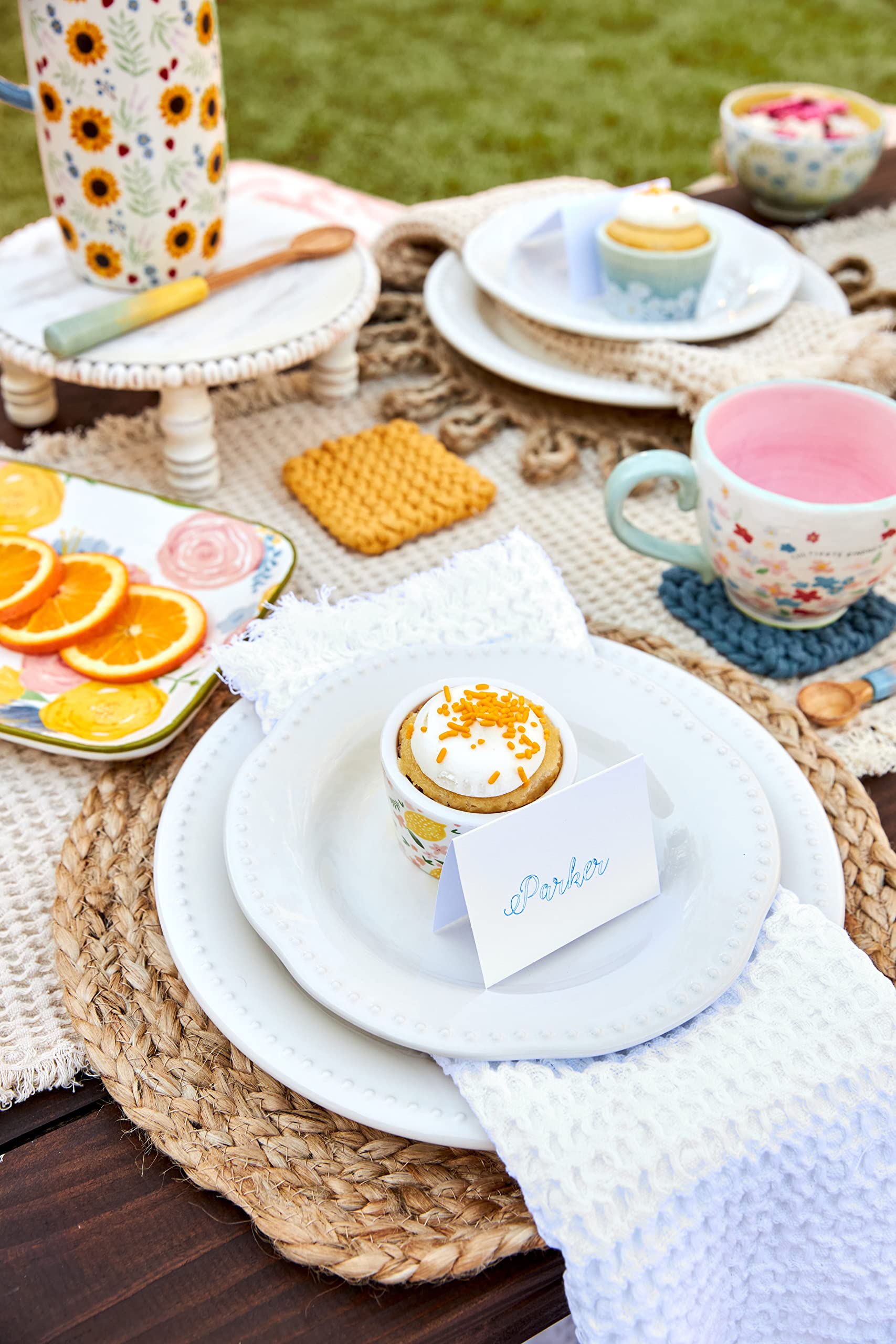 Vibrant Blue Crochet Coaster Set - 4 Inch Handmade Mud Pie Coasters for Coffee Cups, Wine Glasses & Home Decor